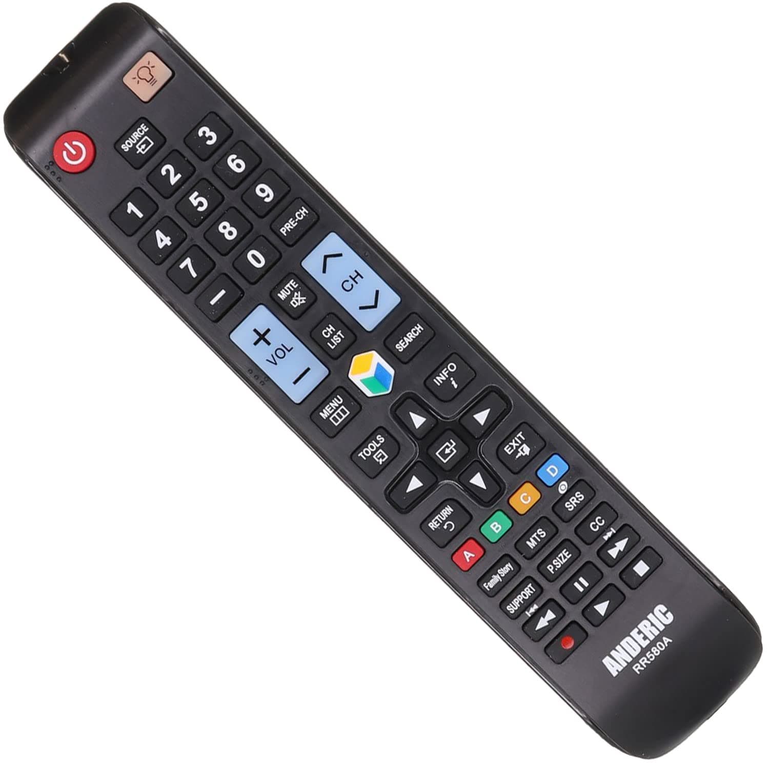 Universal Replacement Remote Control Compatible with Samsung LCD LED HDTV 3D and for Smart TVs - No Programming Needed - RR580A - Replacement Remote