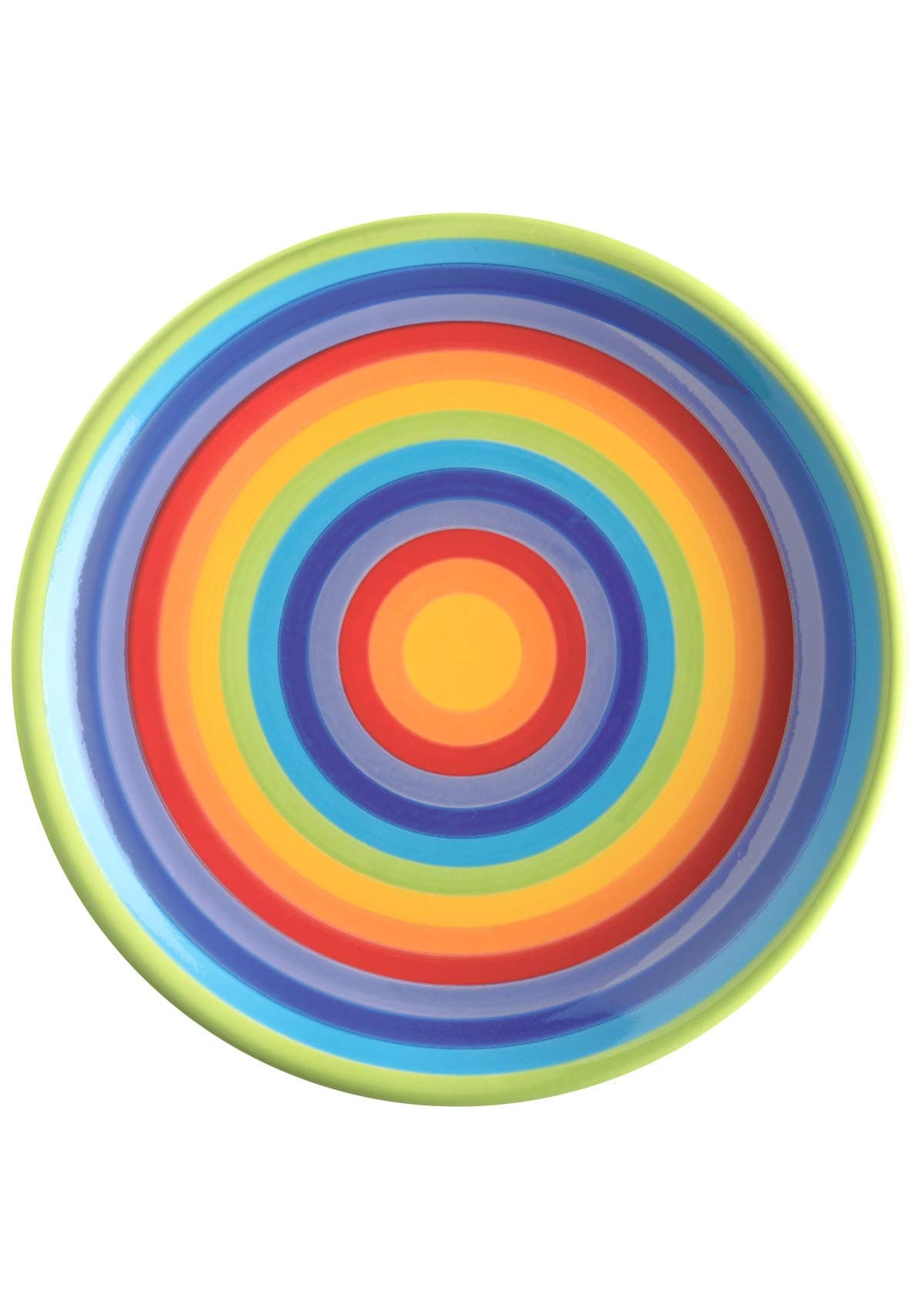 Windhorse Rainbow Striped Ceramic Dinner Plate Large 26 Diameter (1 Plate)