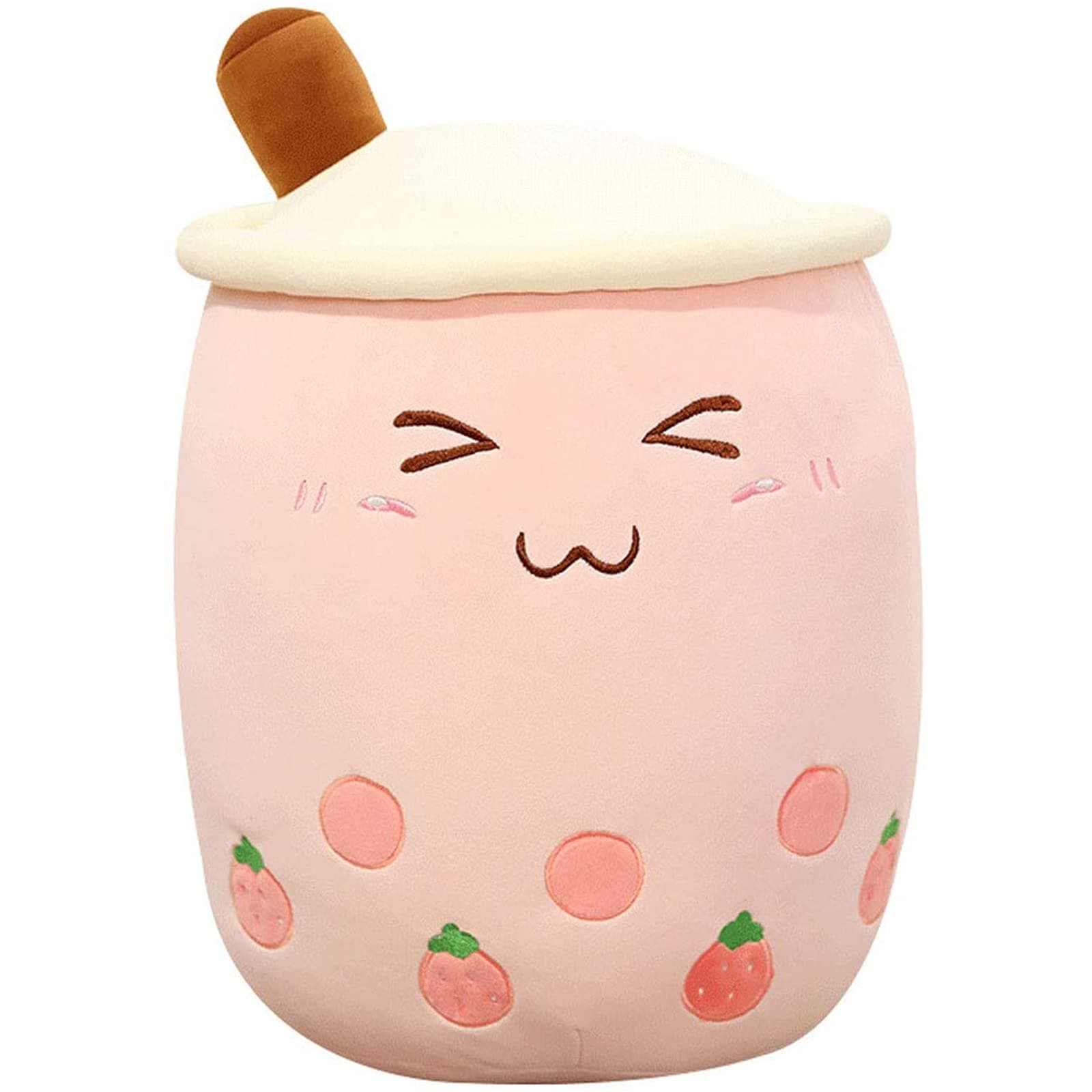 VHYHCY Cute Stuffed Boba Plush Bubble Tea Plushie Pillow Milk Tea Cup Pillow Food Plushie, Soft Kawaii Hugging Plush Toys Gifts for Kids(Pink, 13.7 inch)