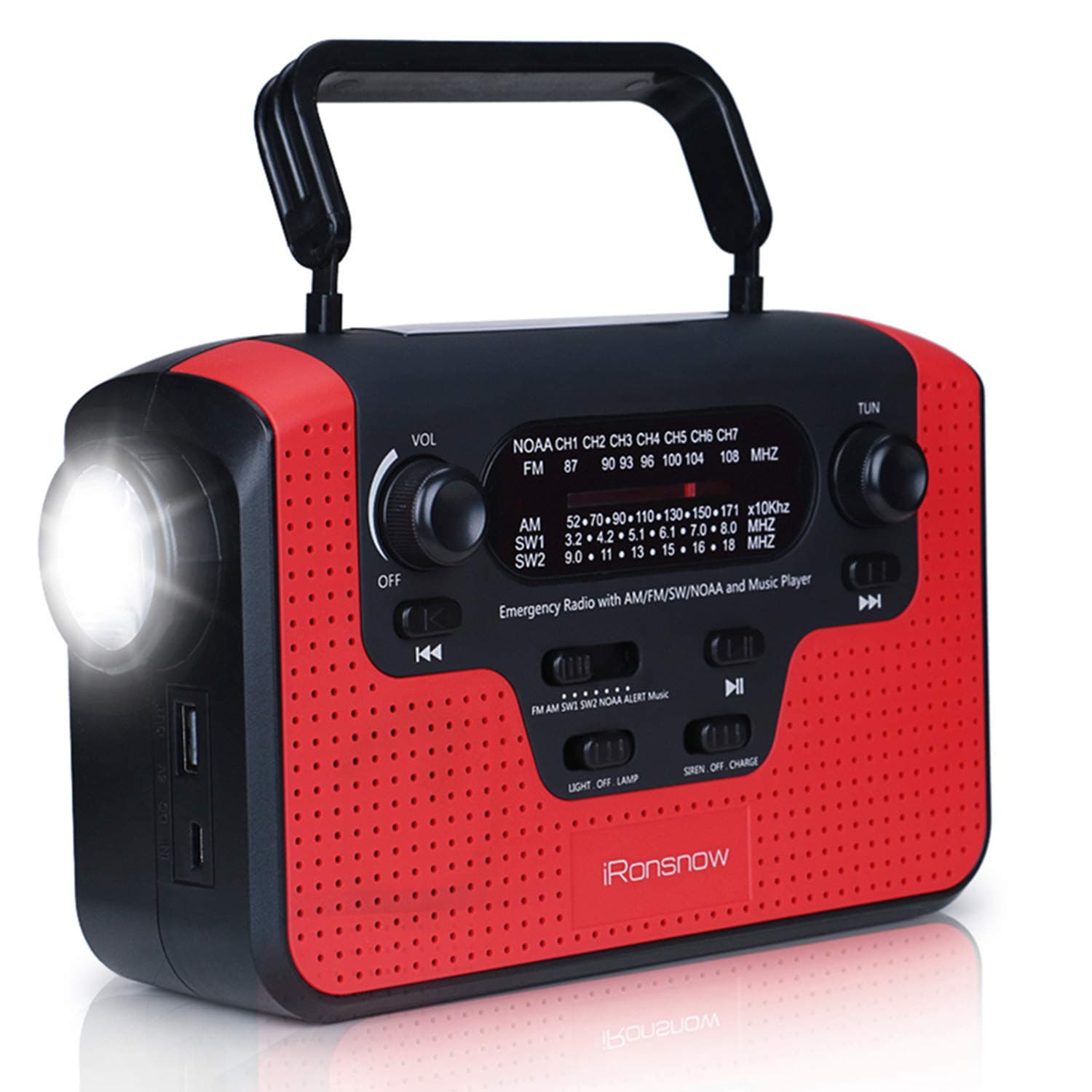 2300mAh Solar Hand Crank Emergency AM/FM/SW/NOAA Radio, Real NOAA Alert Weather Radio with SOS Alarm, TF Card Speaker, LED Flashlight & Reading Lamp, Phone Charger for Camping, Emergency