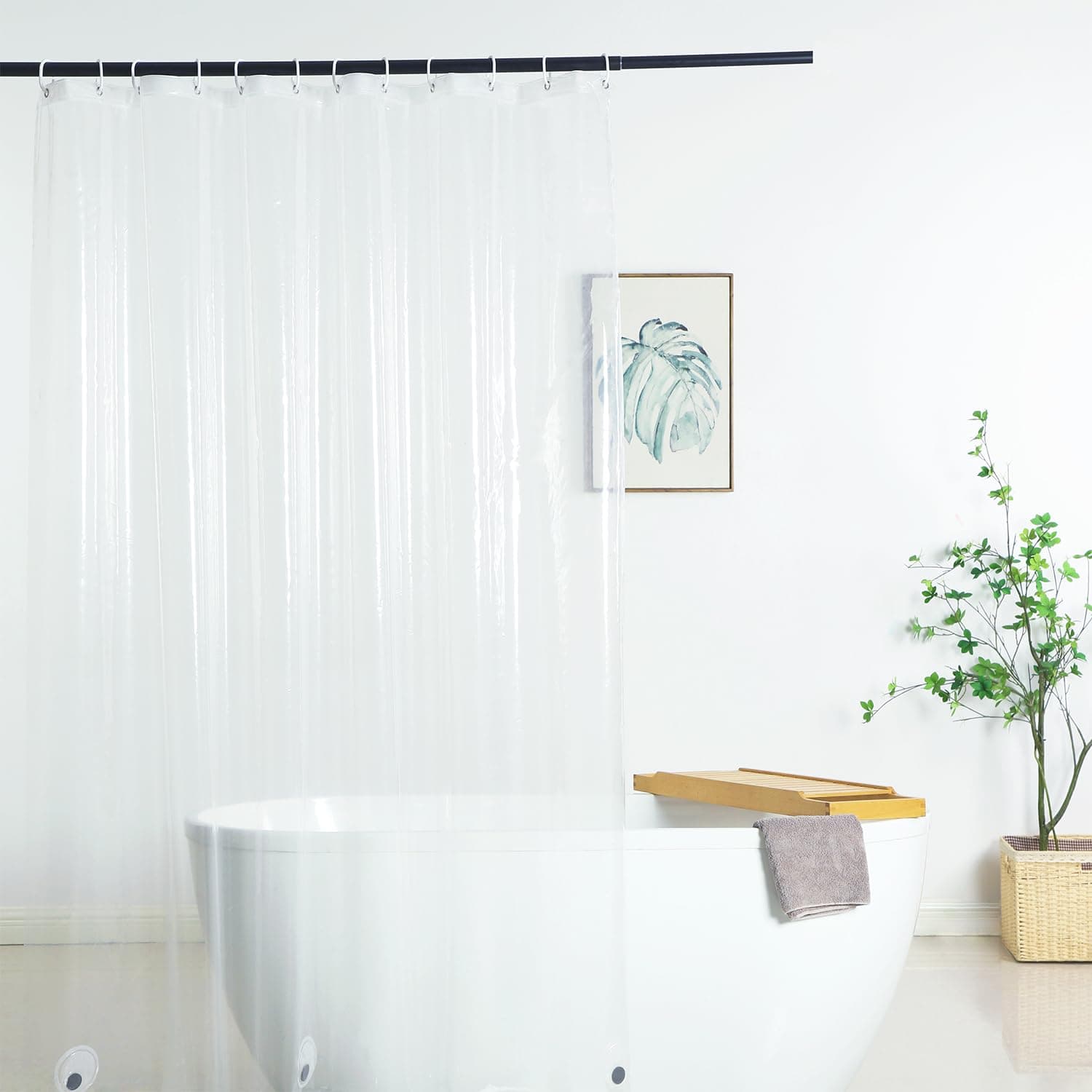 Extra Wide Shower Curtain Liner 96x72, Heavy Duty Vinyl Clear Shower Liner for Bathroom, 96 x 72 Inch