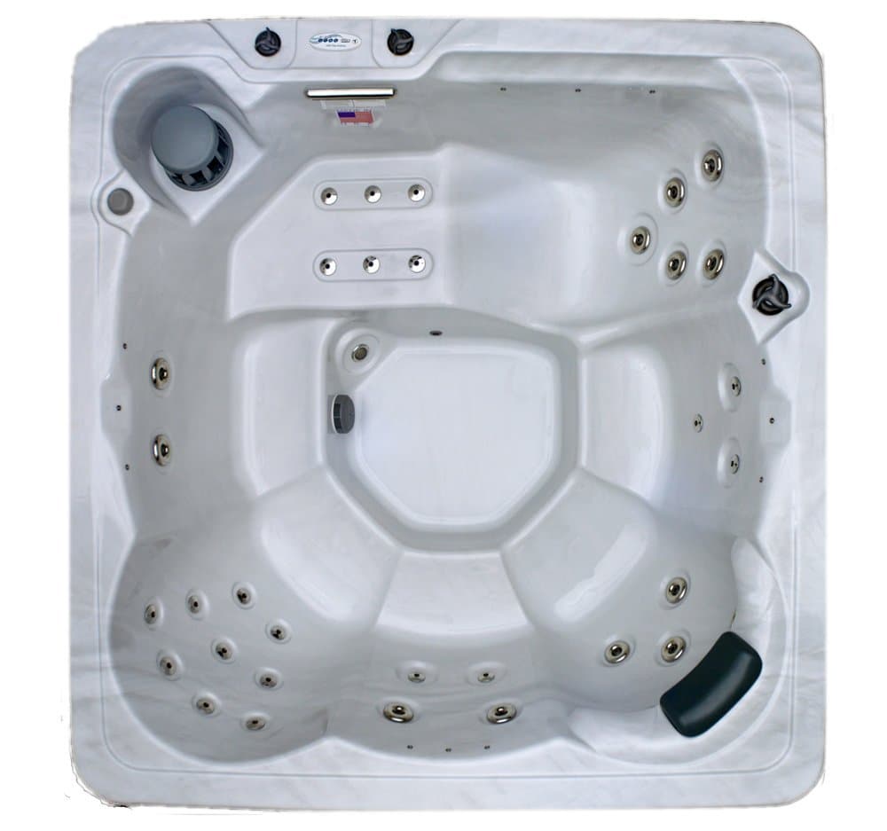 Hudson Bay Spa XP34 6 Person 34 Outdoor Spa with Stainless Jets & 110V Cord, 80" x 80" x 34", Sterling White