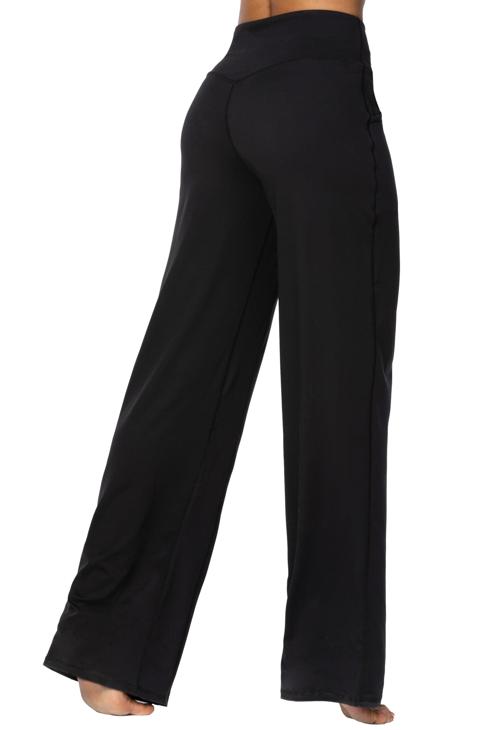 SunzelWide Leg Pants for Women, High Wiast Yoga Pants with Pockets Loose Comfy Lounge Sweatpants with Tummy Control