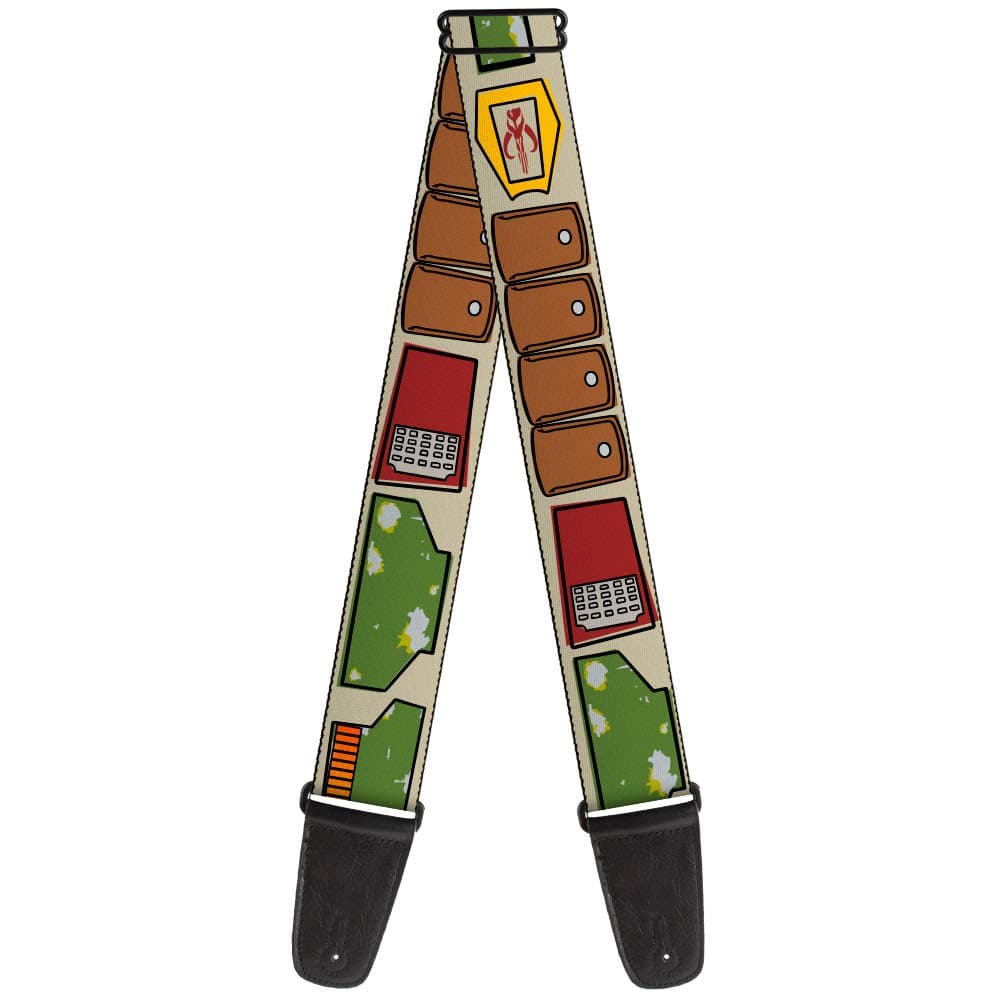 Buckle-Down Guitar Strap - Star Wars Boba Fett Utility Belt Bounding Tan - 2" Wide - 29-54" Length