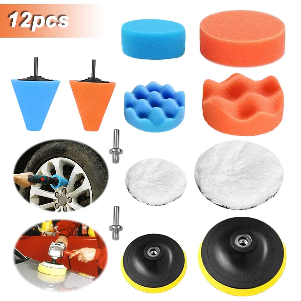 HUSTON LOWELL Cone-shaped Sponge Foam Pad Polishing Wax Polishing Wheel Tool for Car Care (12pcs)