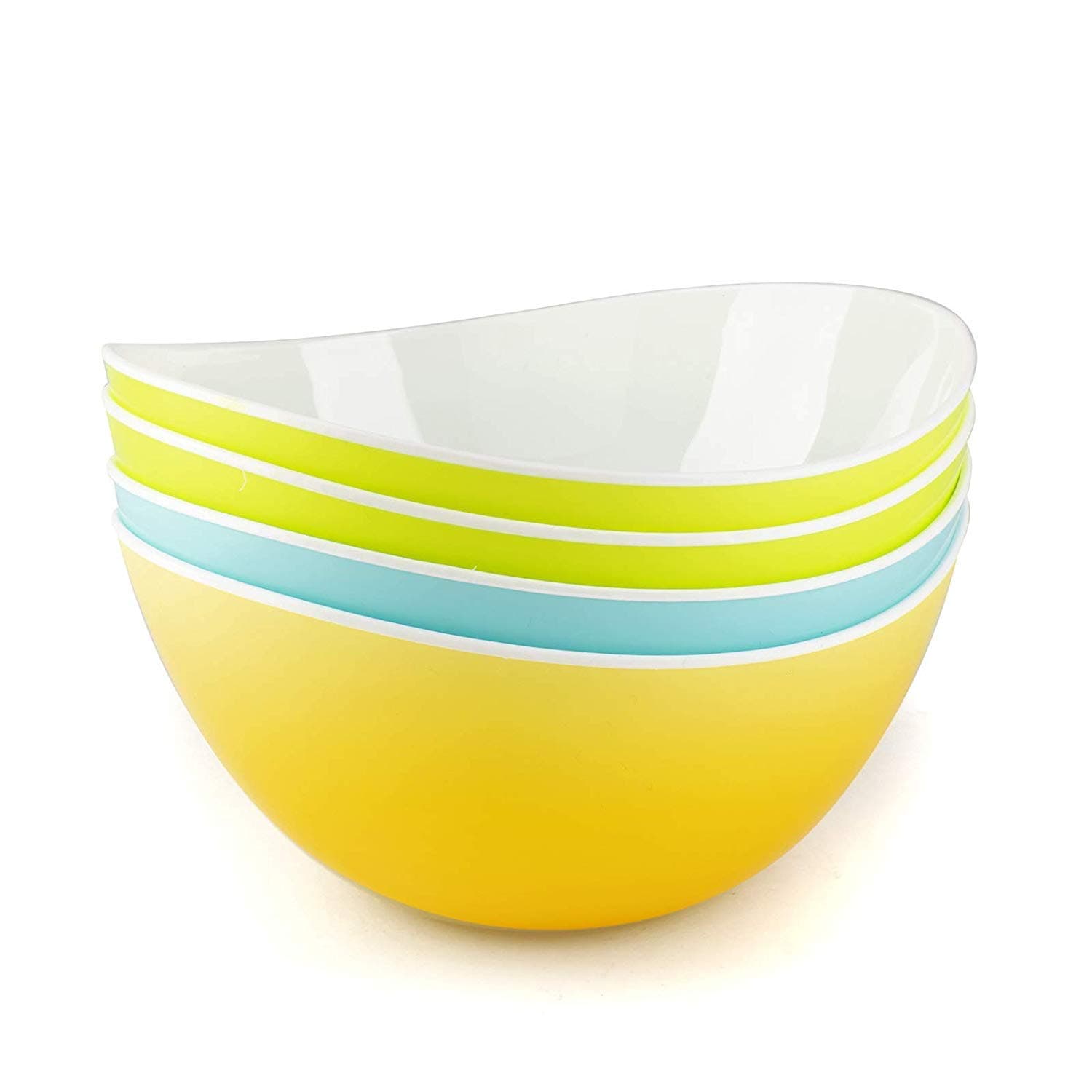 Maxi Nature Salad Bowl Set of 4 - Microwave, Dishwasher & Freezer Safe - Unbreakable & Lightweight Plastic Serving Bowls - Use for Ramen, Noodles, Soup, Pasta & More - Standard Size