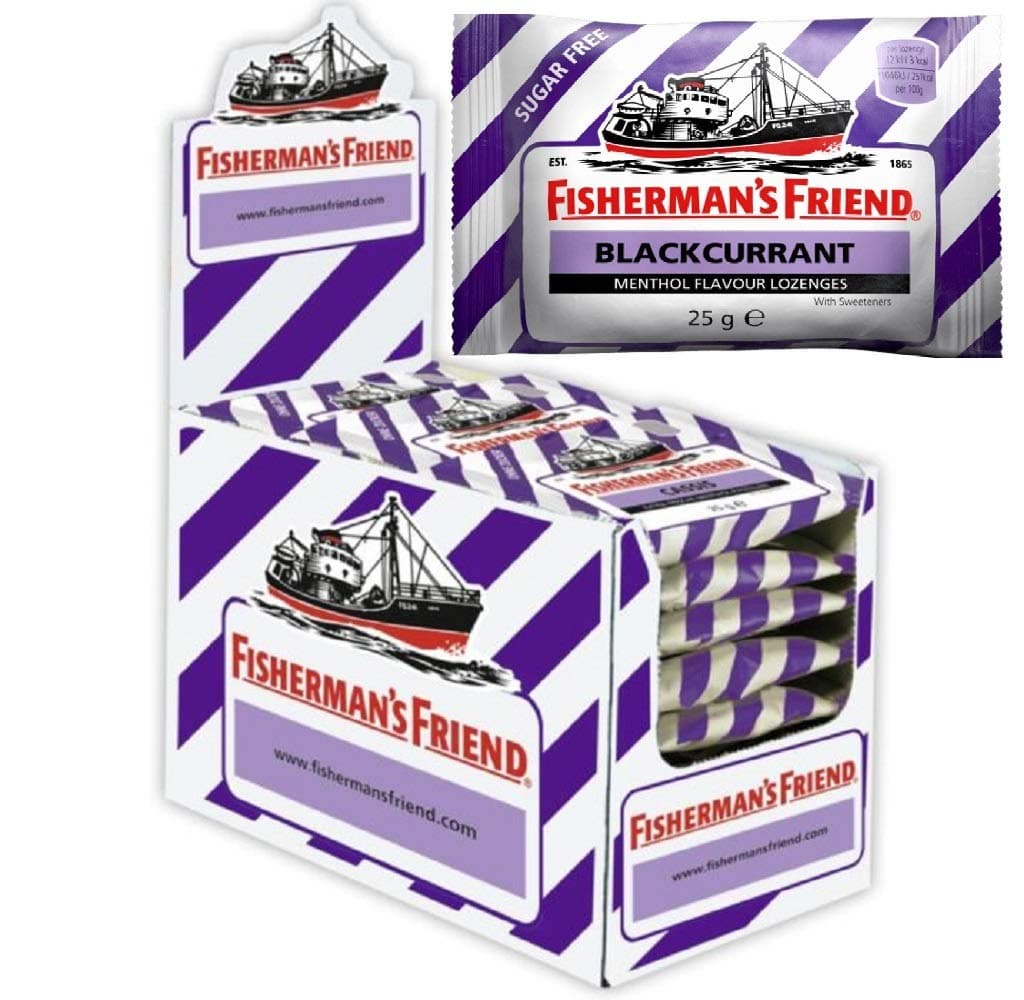 Blackcurrant Menthol Flavour Lozenges with Sweeteners 25g x Case of 24 by Fishermans Friend