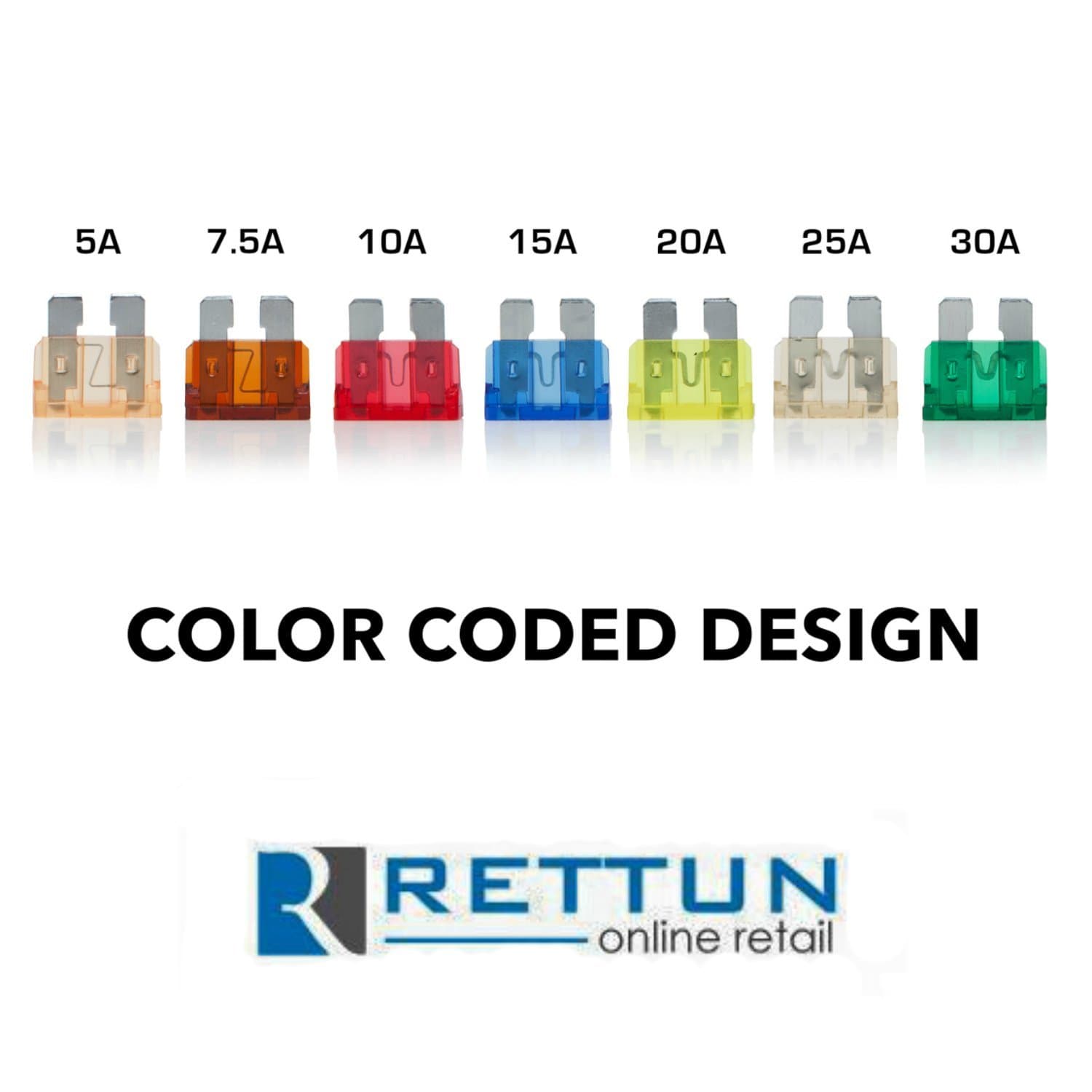 Everything Automobiles, 120 Assorted Fuses with 10 Inline Fuse Holders - Includes Fuse Puller Tool, Great for Use on Cars