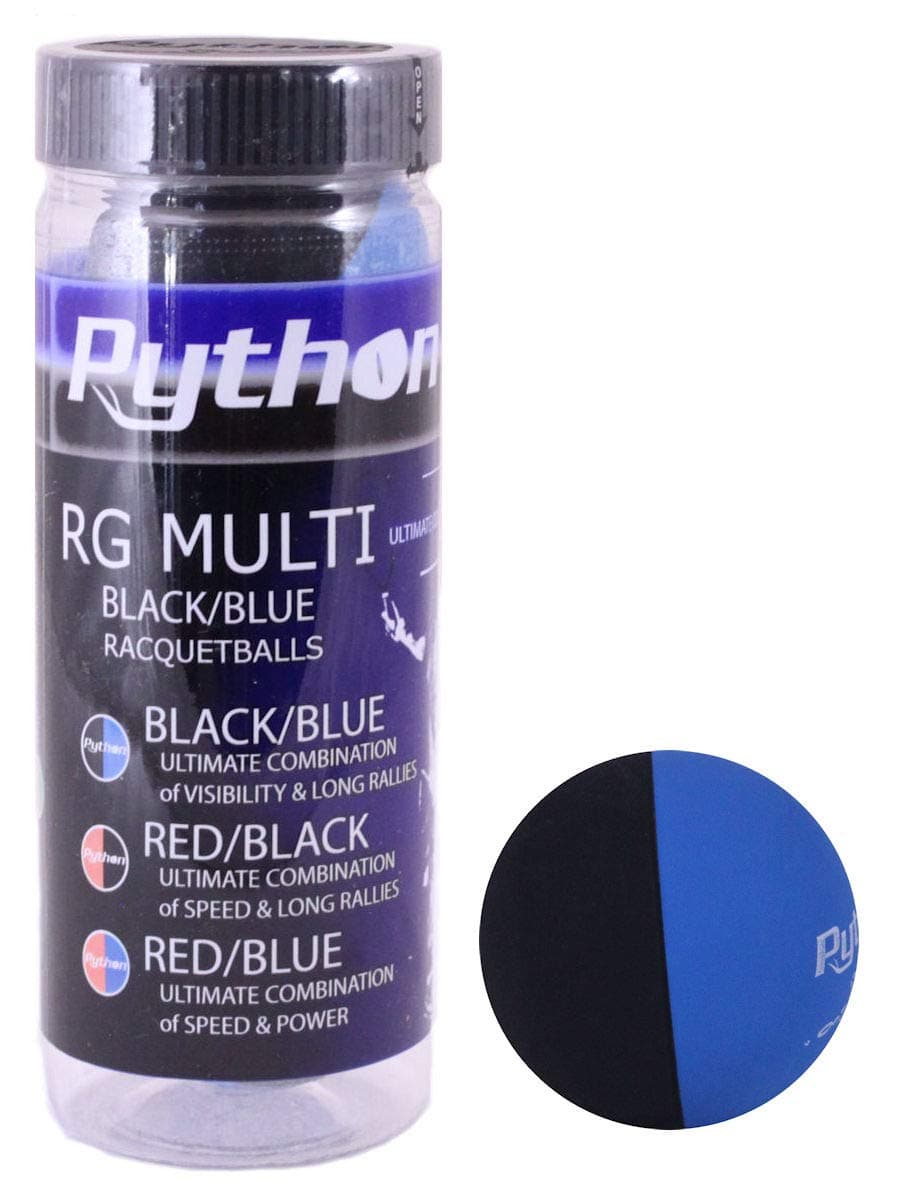 Python 3 Ball Can RG Multi Colored Racquetballs (Endorsed by Racquetball Legend Ruben Gonzalez!) (Red/Blue, Red/Black, Black/Bue Colors Available)