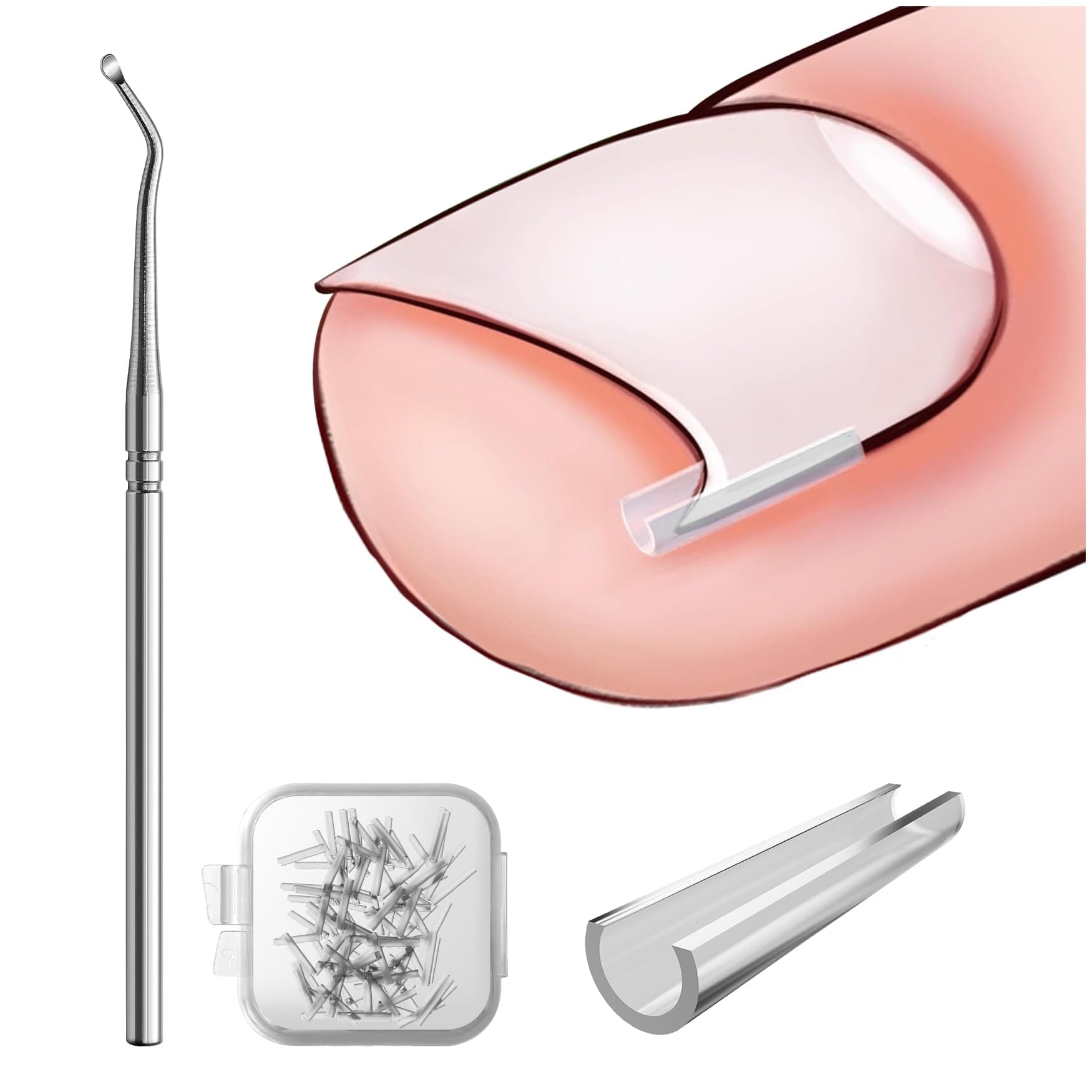 BEZOX Ingrown Toenail Correction Kit - 40 Pieces Painless Toenail Straightening Strips with Toenail Lifter - Easy Ingrown Toenail Tool Kit