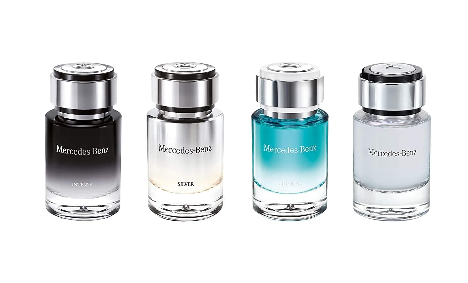 Mercedes Benz Mini Gift Set - Men's Curated Eau De Toilette Gift Set Collection - Experience A Sophisticated Range Of Elegant Fragrances - Includes For Men, Silver, Intense And Cologne Scents - 4 Pc