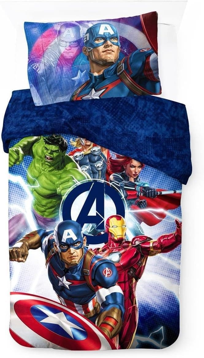 Marvel Avengers Single Duvet Cover – Captain America, Thor, The Hulk and Iron Man Reversible Bedding Set
