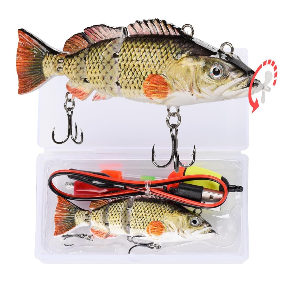 'Robotic Swimming Fishing Electric Lures 5.12'' USB Rechargeable LED Light Wobbler Multi Jointed Swimbaits Hard Lures Fishing Tackle'