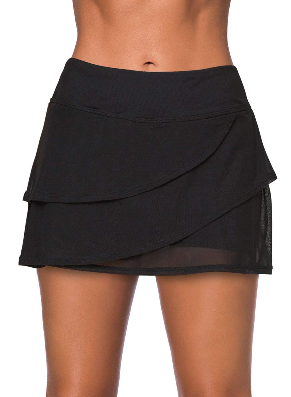Women's Waistband Layered Swimdress Ruffle Swim Skirt Swimsuit Bottom(Available in Plus)