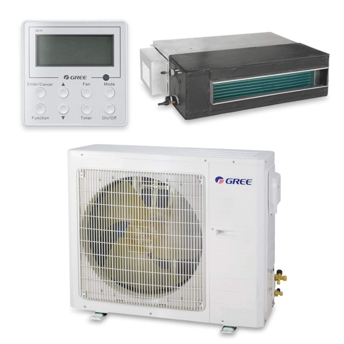 Gree 18,000 BTU 16 SEER Concealed Duct Ductless Mini Split Air Conditioner Heat Pump 208/230V