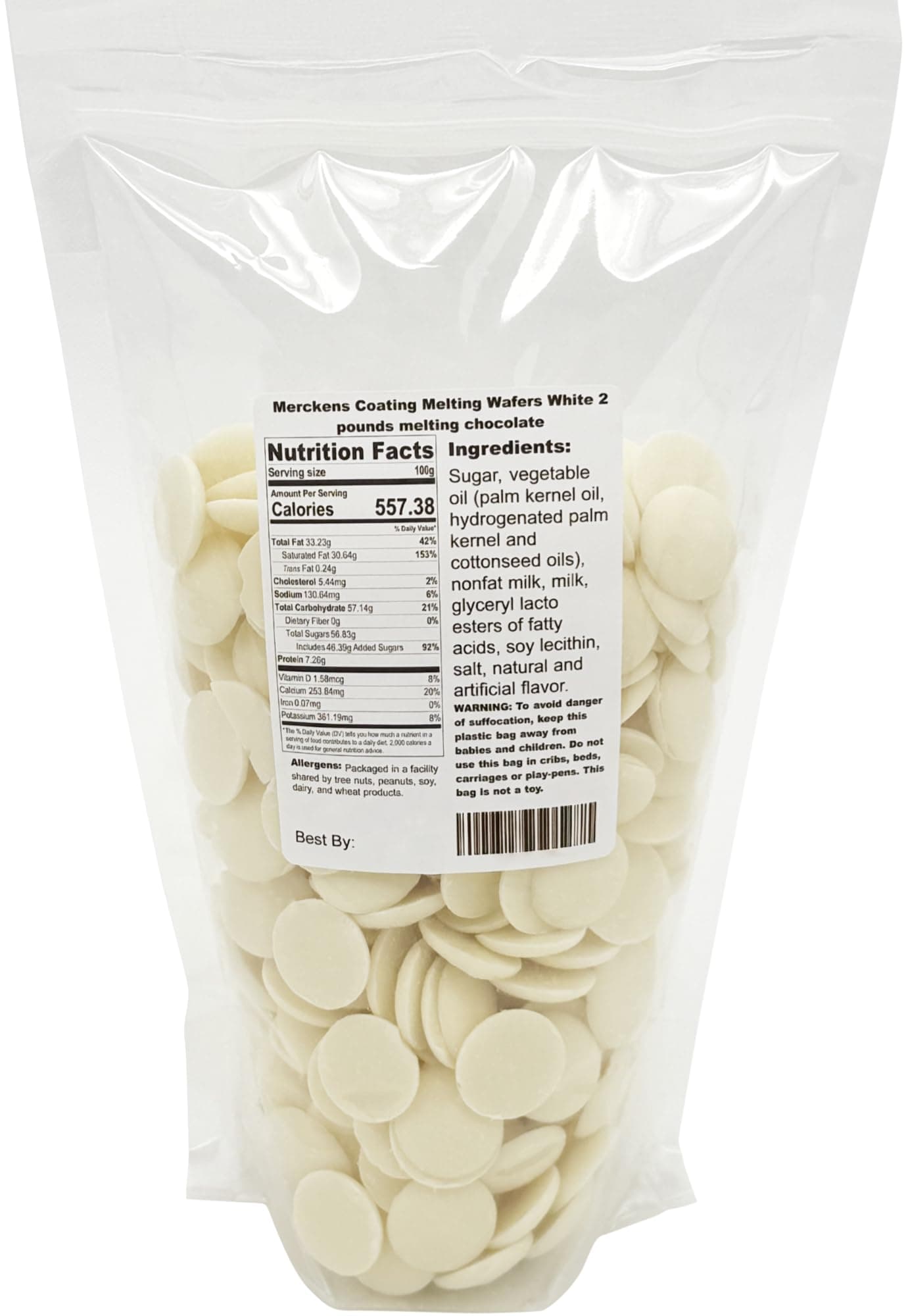 Merckens Coating Melting Wafers White melting chocolate, 2 pounds