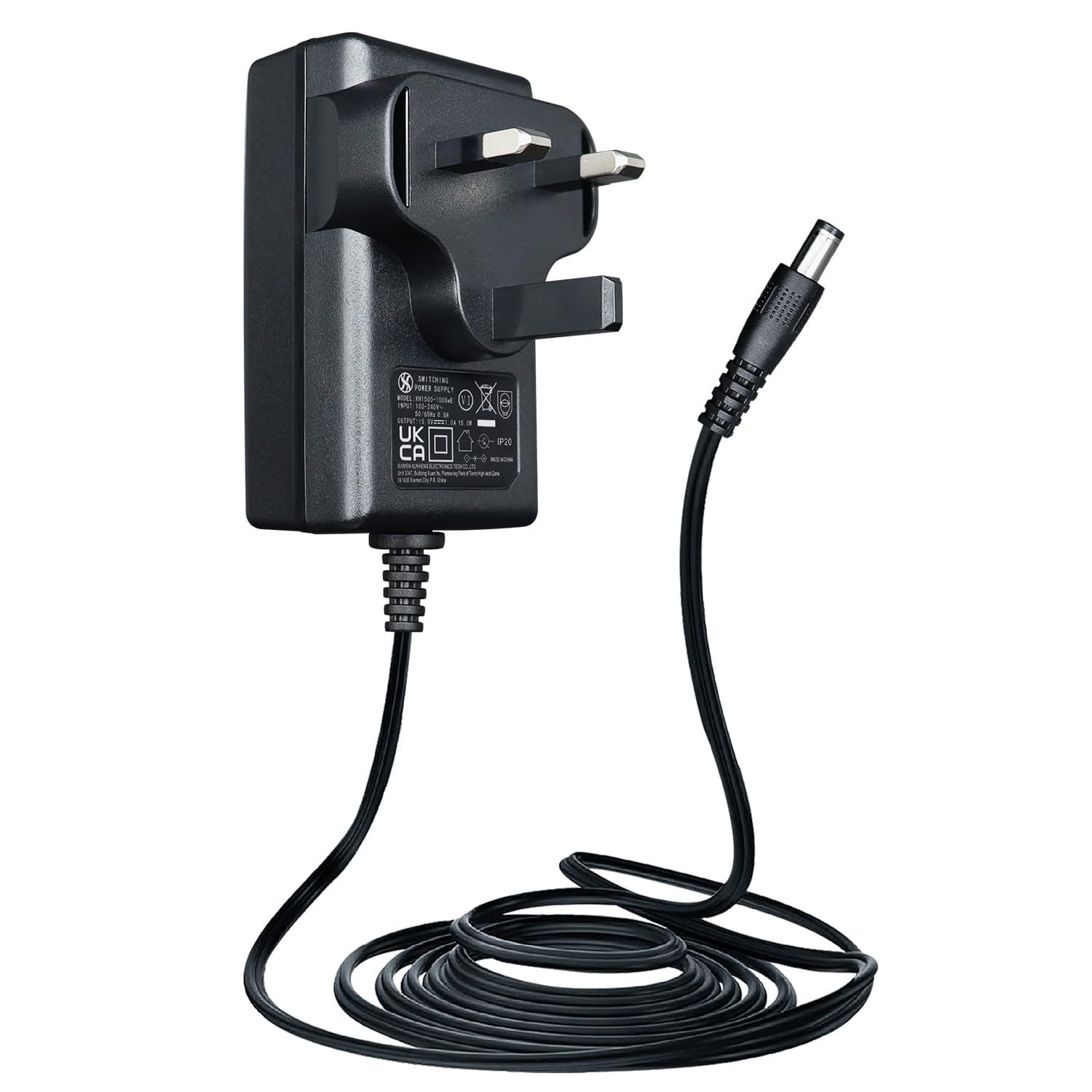 15V 1A/1000mA 1.8M Long Power Supply Adapter, AC 100-240V to DC 15Volt 1A 15W Switching Adapter 5.5x2.1mm Wall Transformer Plug for Litter-Robot and More 15V Devices,UKCA Certified