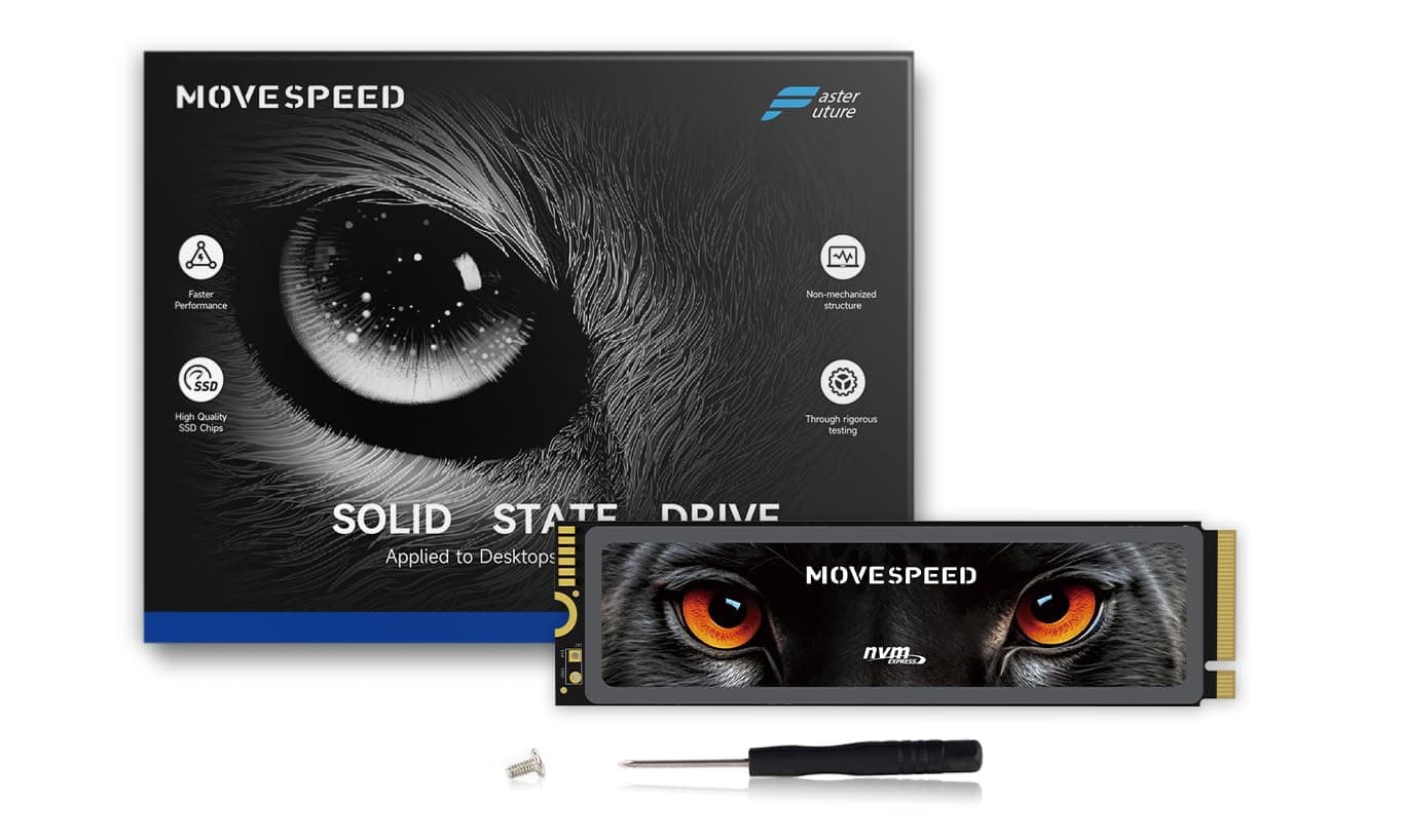 MOVE SPEED HB7450 4TB Internal Solid State Drive for PS5 with Heatsink, PCIe ...