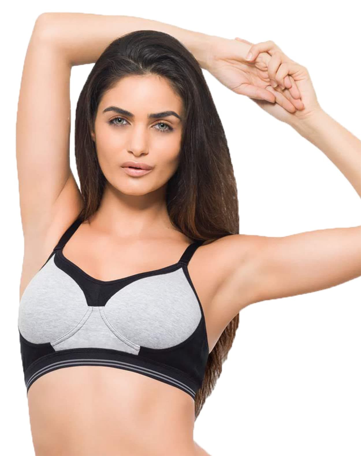 Laavian Women's Cotton & Spandex Padded Non-Wired Sports Bra