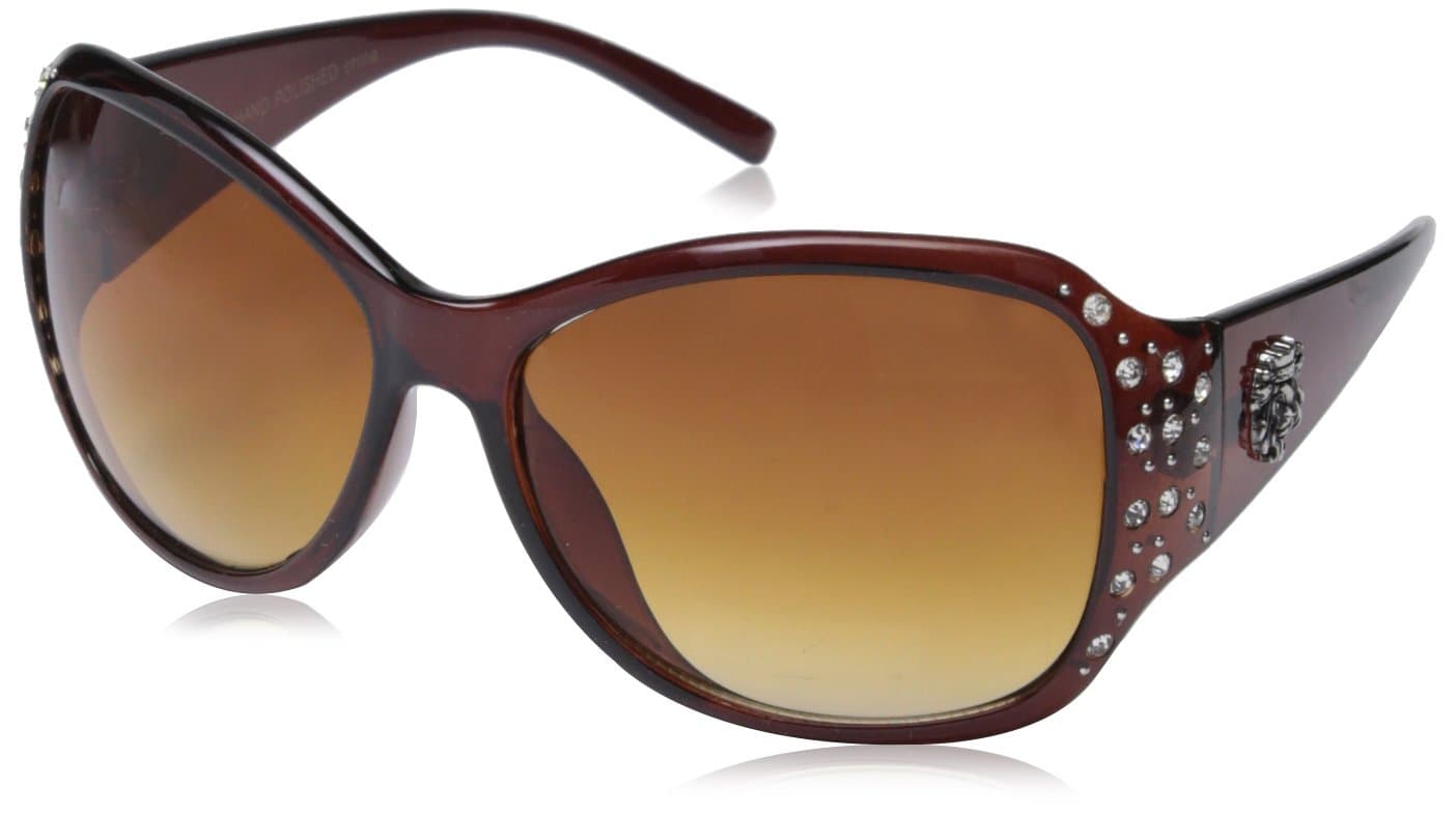 Kleo Women's Rhinestone Fashion Sunglasses (Coffee & Amber)
