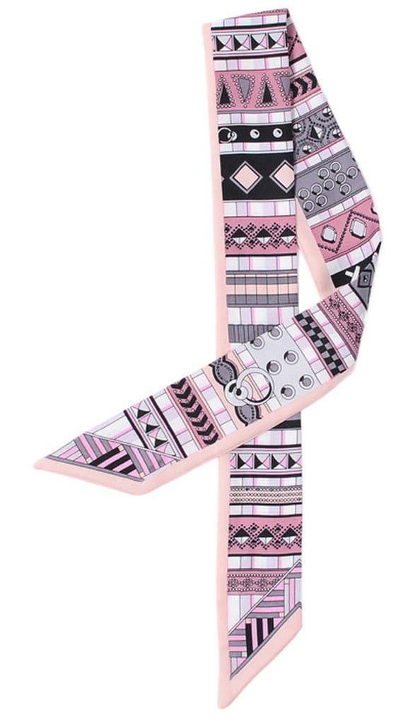 Toyobuy 1pcs Silk Print Handbag Handle Ribbon Headband Hair Band Neck Scarf Pink