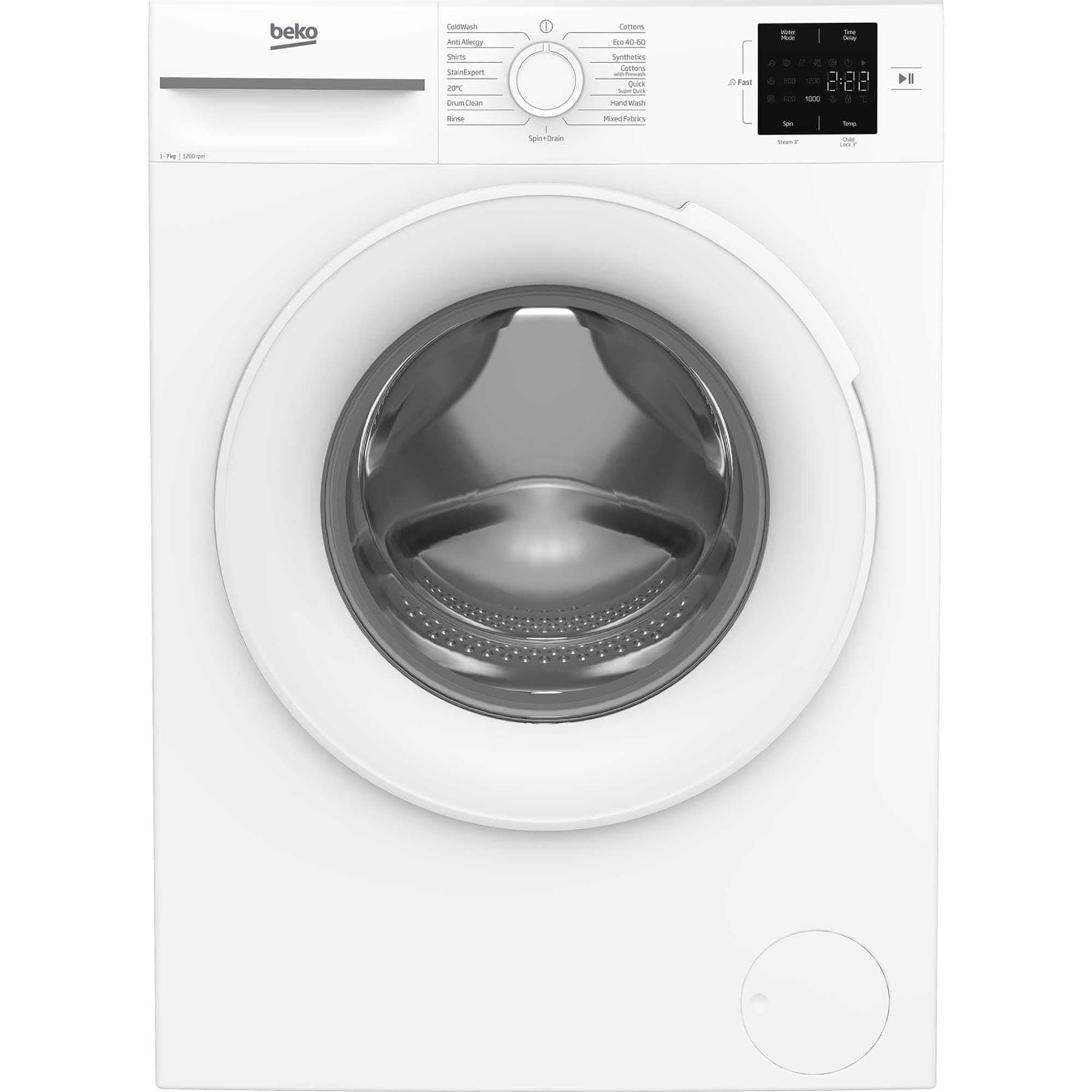 BekoBM1WT3721W Freestanding Washing Machine, 7kg Load, 1200rpm, White [Energy Class B]