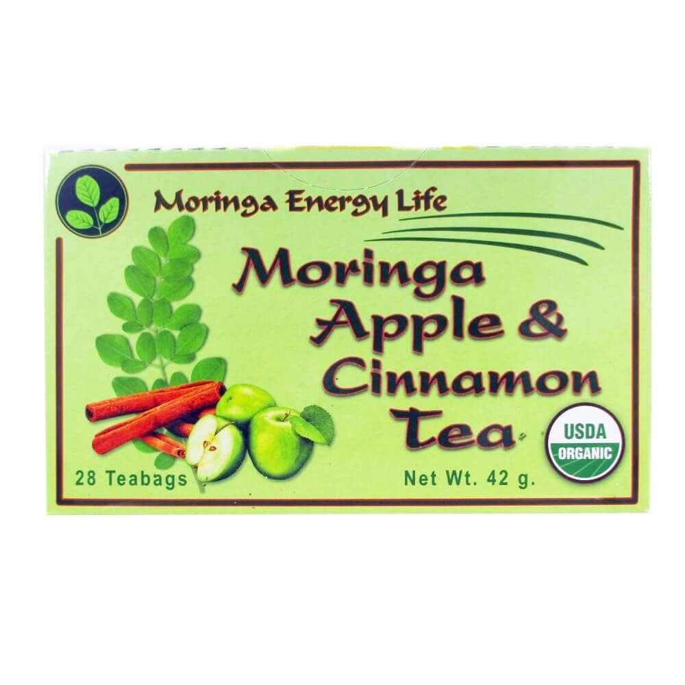Moringa Tea Organic by Moringa Energy Life, Ayurveda's Tea bags Apple Cinnamon (Keto, Detox, Paleo, Vitamin & Minerals Booster, Vegan, Gluten-Free, Organic, Non-GMO, Caffeine-Free) 28 teas