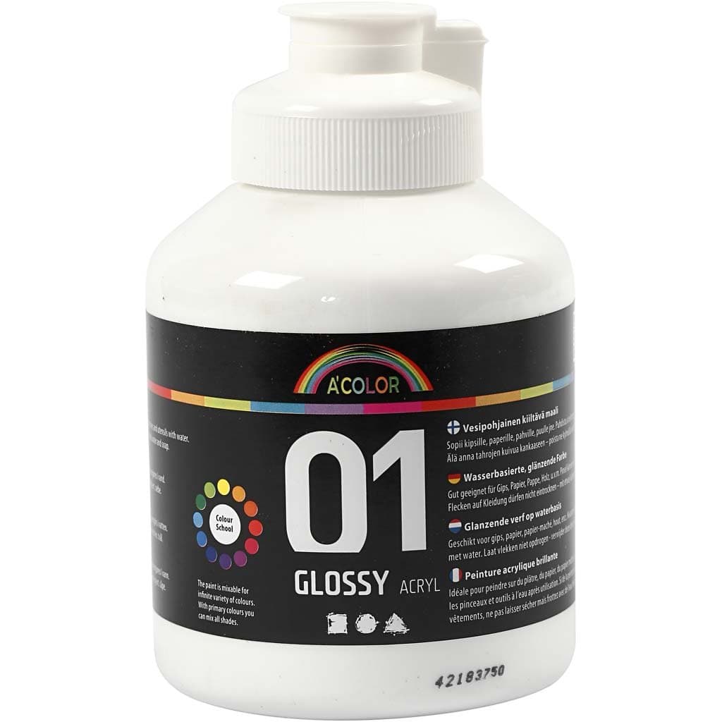 Creativ 32002 A-Color Acrylic Paint, white, 01 - glossy, 500ml