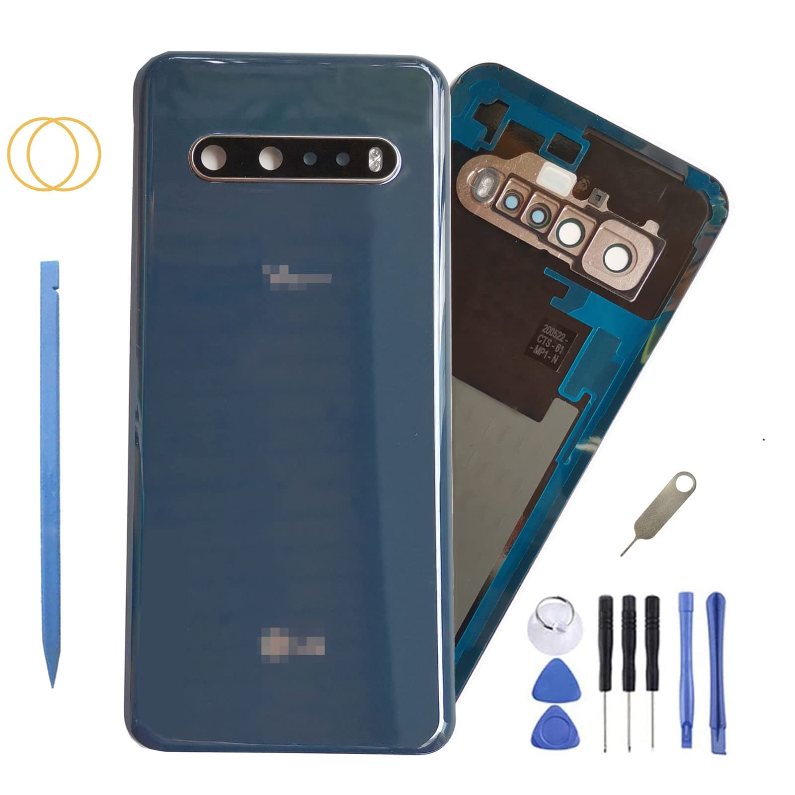 ubrand V60 ThinQ Battery Rear Back Glass Cover Replacement for LG V60 ThinQ with Camera Glass Lens and Frame Tape (Blue)