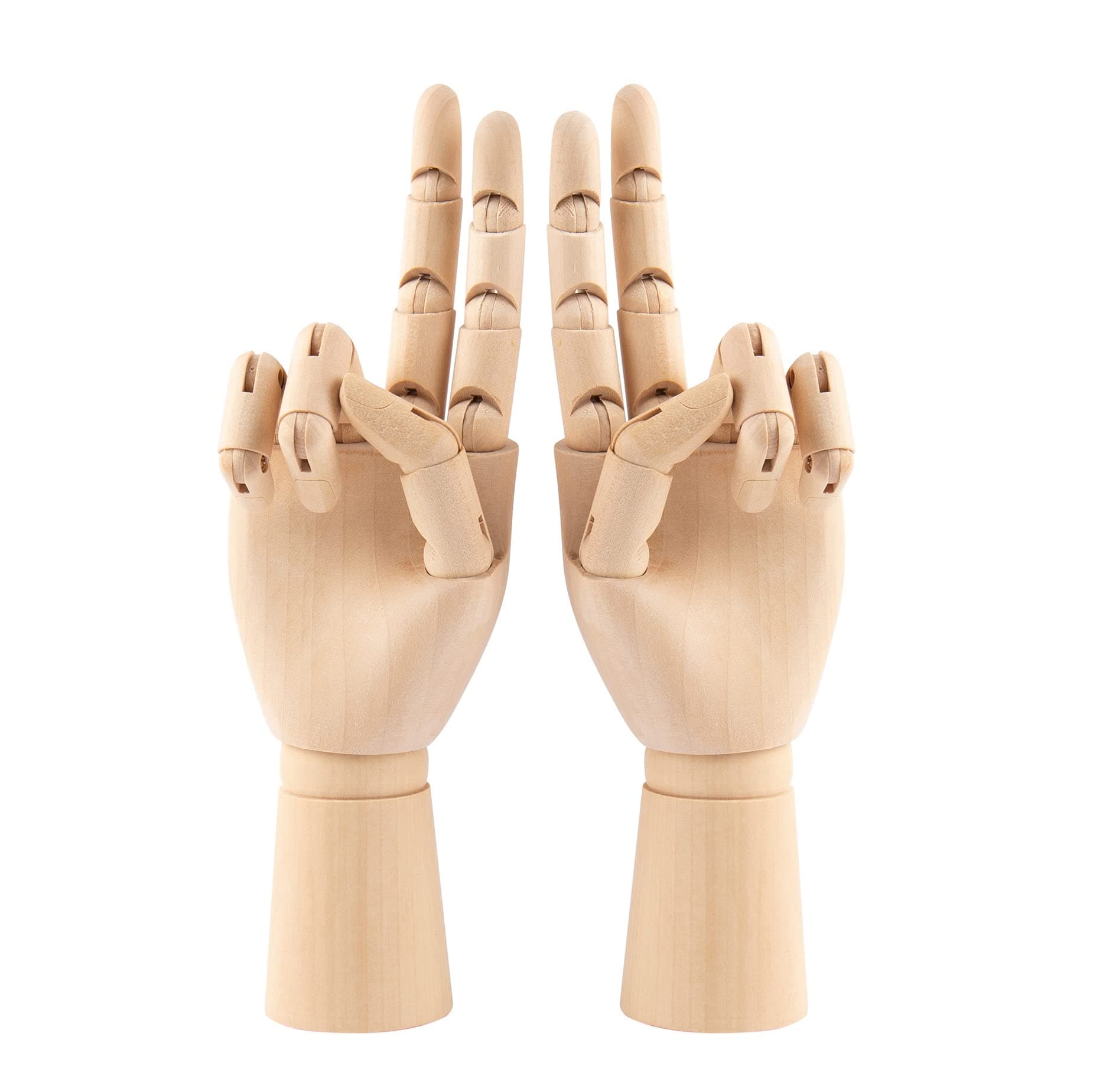 Framendino, 2 Pack 7" Flexible Wood Hand Model Wooden Mannequin Right Left Drawing Figure Artist Manikin Art Sketching Painting for Home Office Desk Decoration