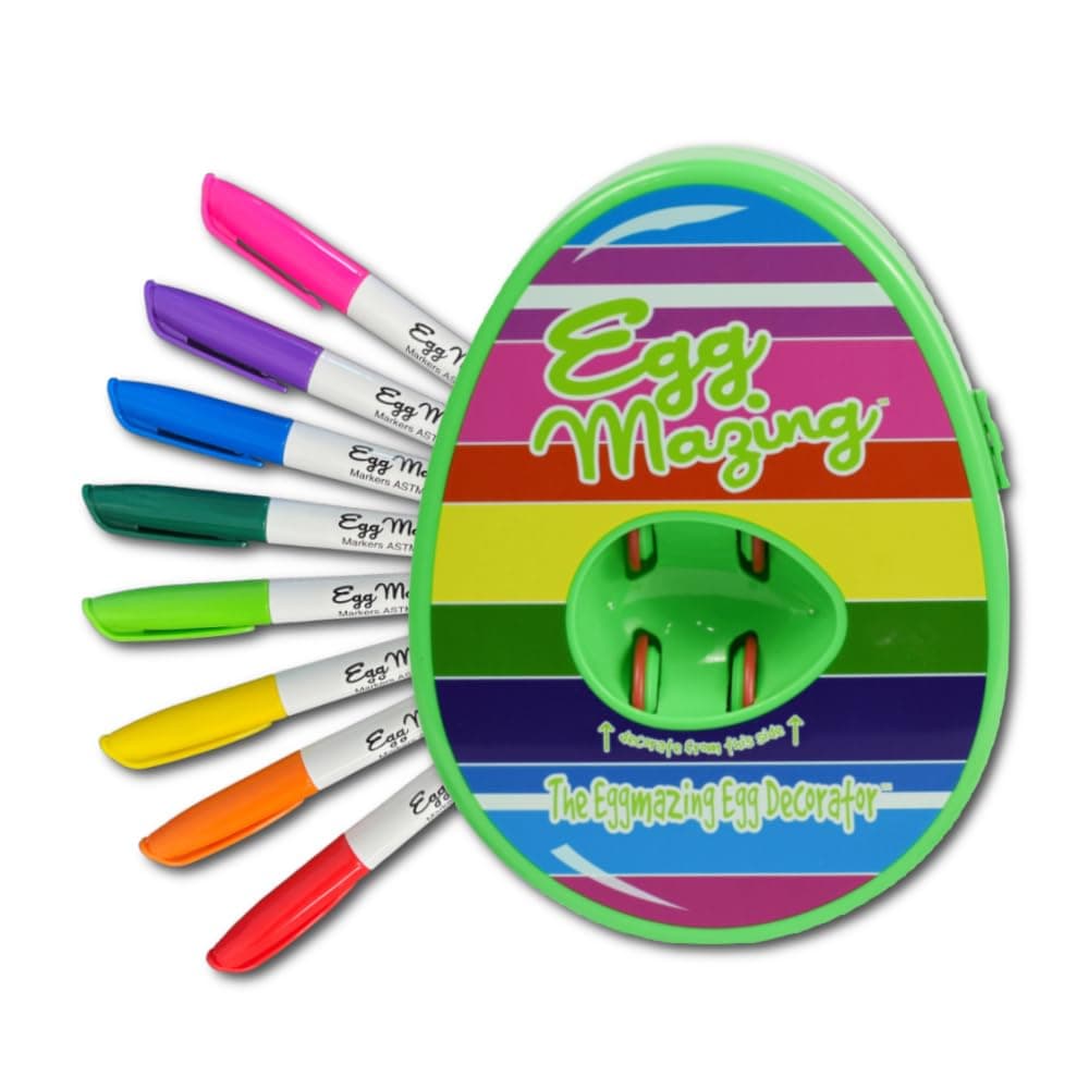 Eggmazing Egg Decorator Easter Egg Decorator Kit - Arts & Crafts Set - Egg Decorating Spinner and 8 Colorful Fast Drying Non-Toxic Markers (Spring Green)