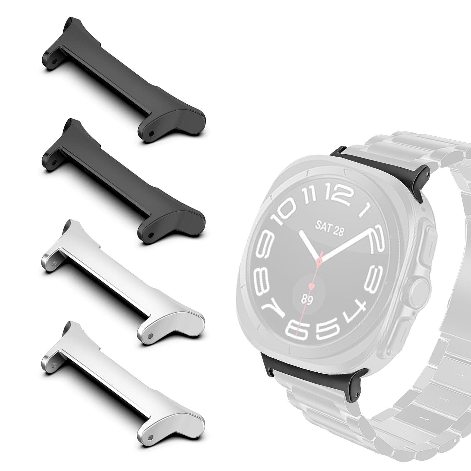 2Pairs Adapters Compatible with Samsung Galaxy Watch Ultra 47mm Stainless Steel Adapter Connector 22mm Watch Band Compatible with Galaxy Watch Ultra Band Accessories