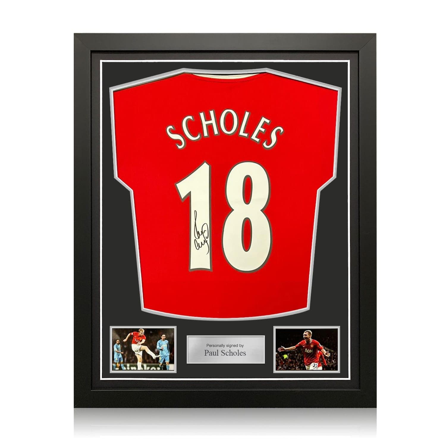 Exclusive Memorabilia Paul Scholes Signed Manchester United 2022-23 Football Shirt. Standard Frame