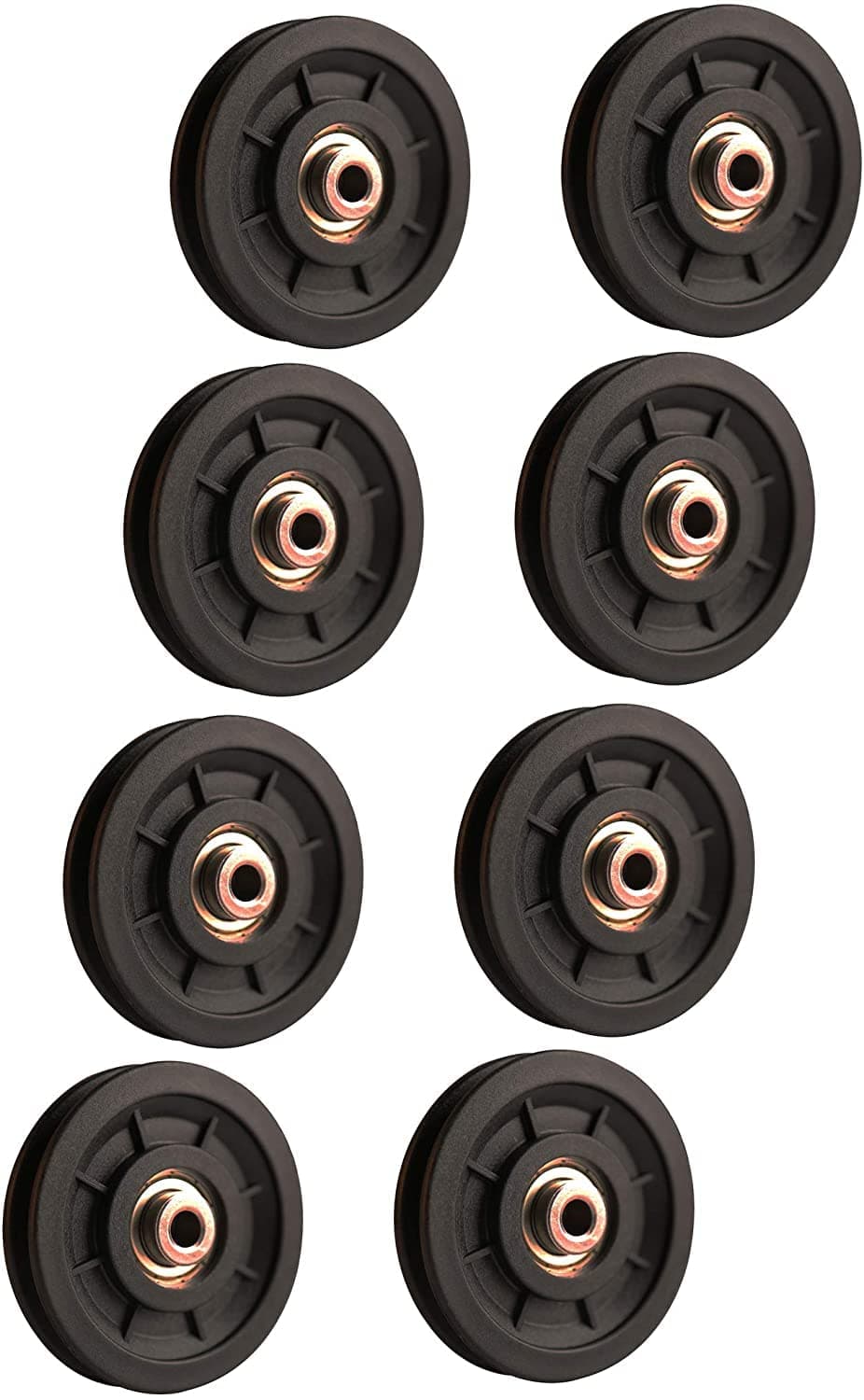 Exercise Machine Attachments Gym Pulley 4 Inch with Inbuilt Bush and Bearing (Black) Pack of 8, Nylon