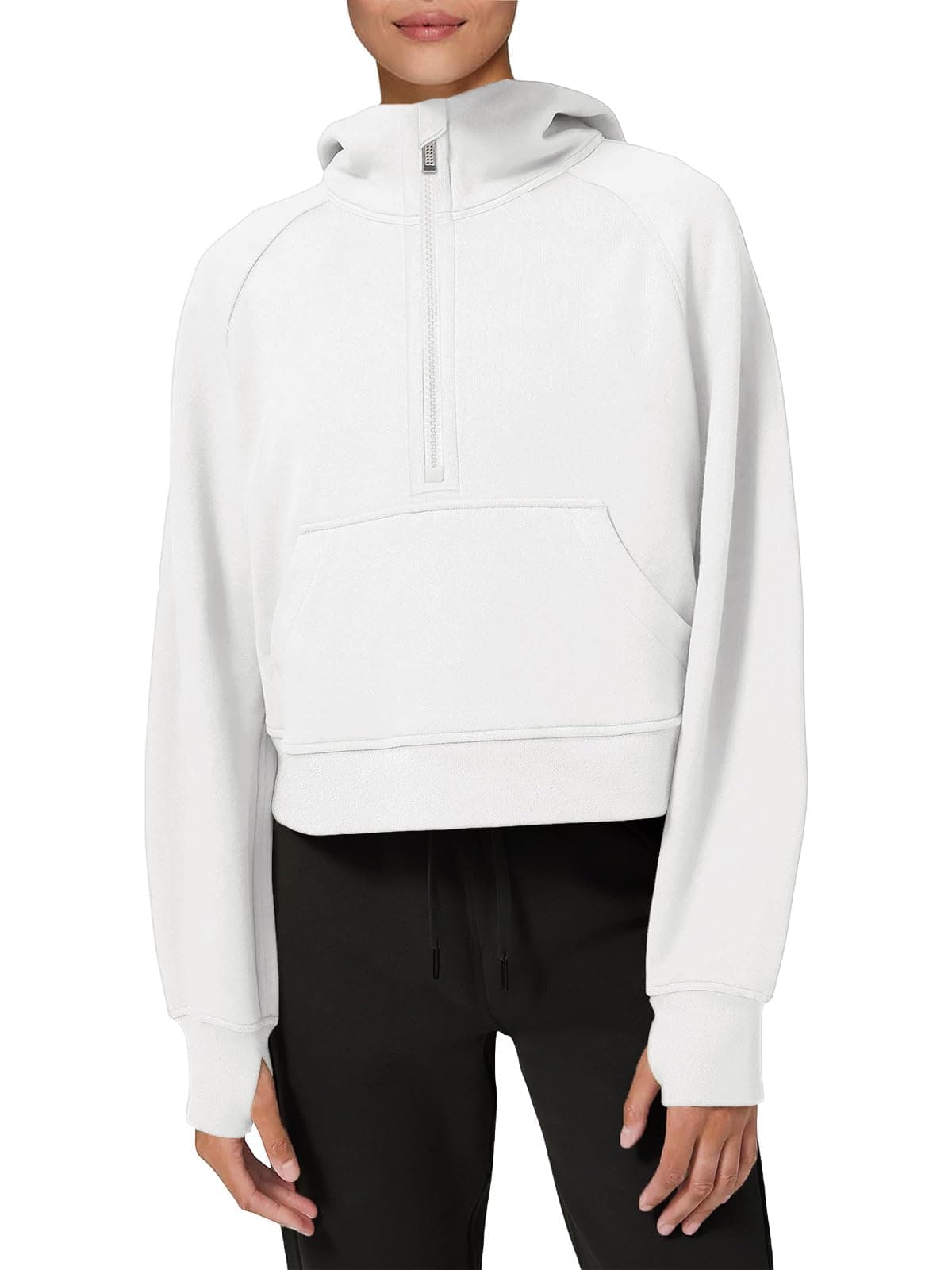 LASLULUWomens Fleece Hoodies Pullover 1/2 Zip Up Sweatshirts Long Sleeve Sweater Workout Jacket Fall Outfits 2024 Thumb Hole