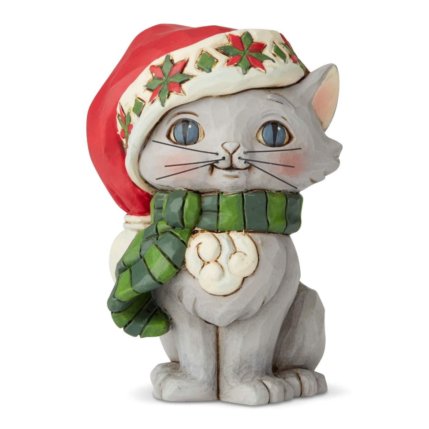 EnescoJim Shore Heartwood Creek Christmas Kitten Wearing a Santa Hat Miniature Figurine, 3.5 Inch, Multicolor