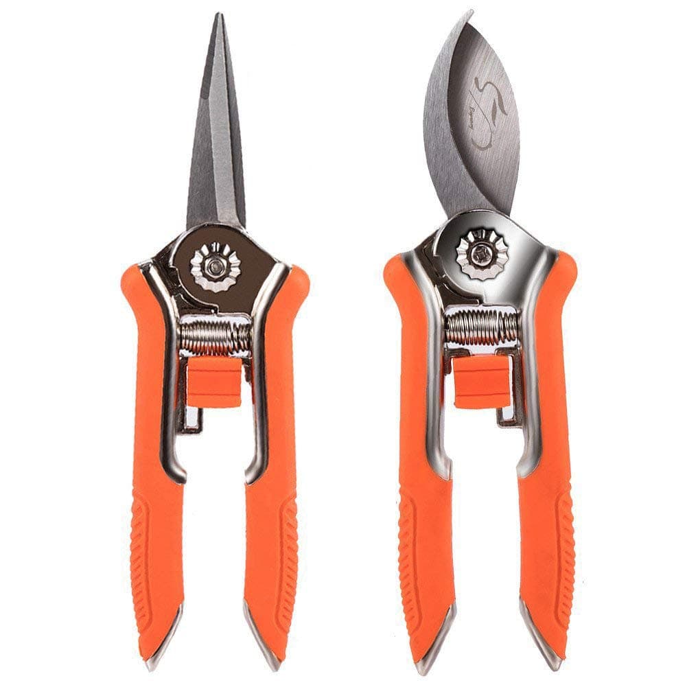 Lopunny Hand Pruner 2 Pieces Garden Tools Set Mini Pruning Bypass Shear and Micro-tip Trimming Scissors