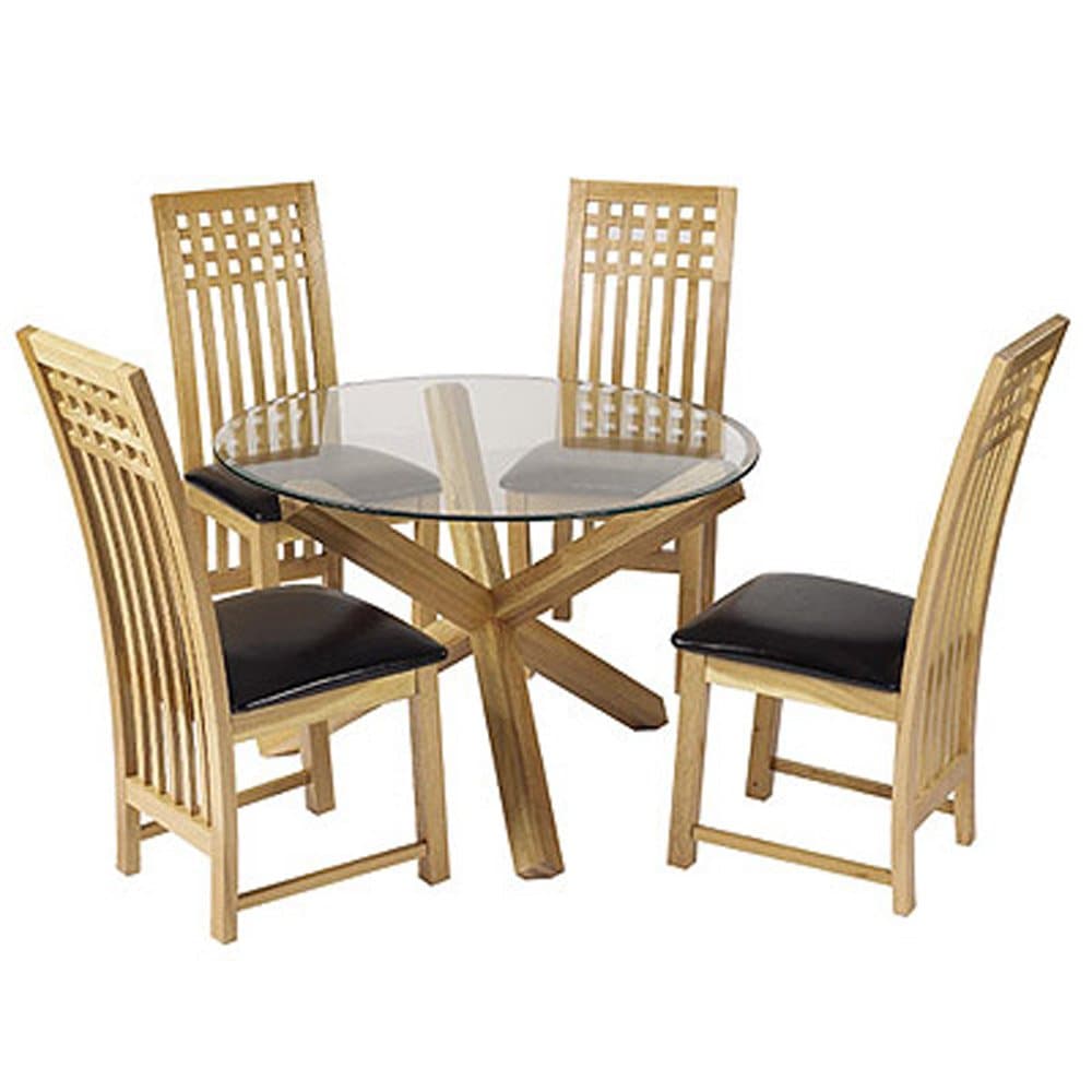 LPD Oporto Solid Oak And Glass Dining Table - 106.5cm Diameter