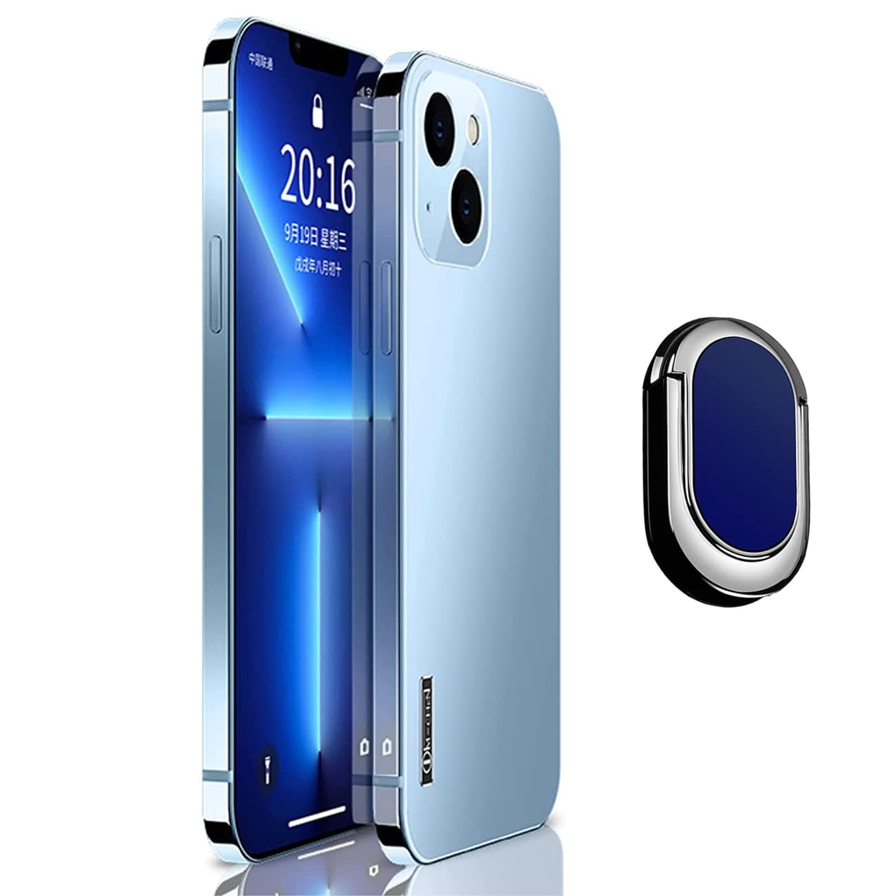 2022 Sierra Blue Stainless Steel Frame Matte Case Cover Suitable for iPhone 12/12 Pro/12 Pro Max/13/13 Pro/13 Pro Max + Free Mobile Phone Holder (Sierra Blue,for iPhone 12)