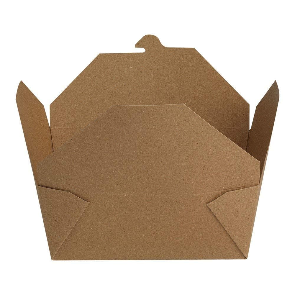 Take Out Containers Easy Fold & Close Twin Lock (Pack of 60) Box #2 Kraft Paper with Poly-coated Inside To-go Containers [36oz - 7.75 x 5.5" Base x 1.88" High] ECO DISPOSABLE 100% RECYCLED Paper