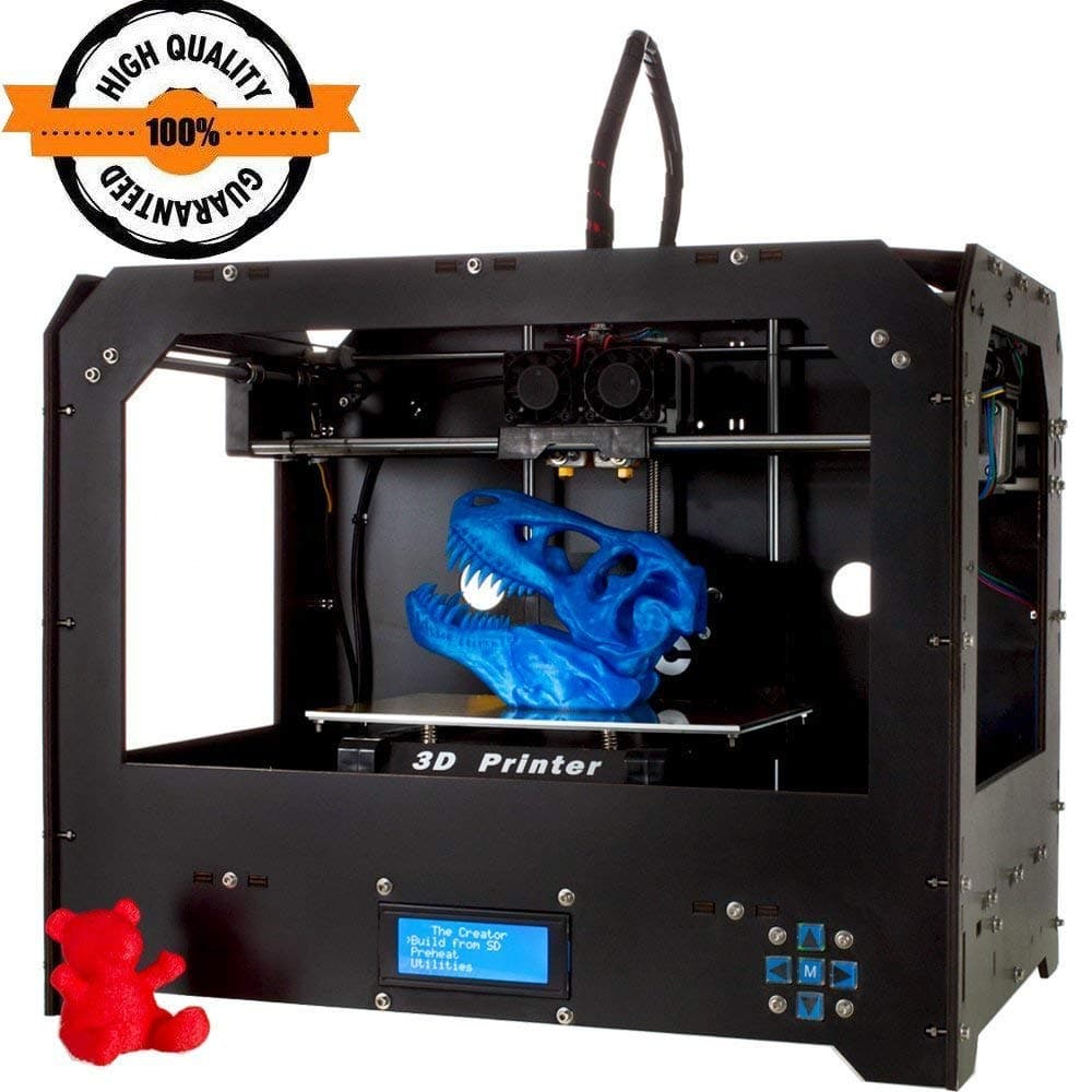 Perfectink FDM 3D Printers Kit Updated Sturdy Frame Dual Extruder MK8 Nozzle 3D Printer Kit with Extra Large Printing Size (225×145×150mm) and Free ABS/PLA Filament