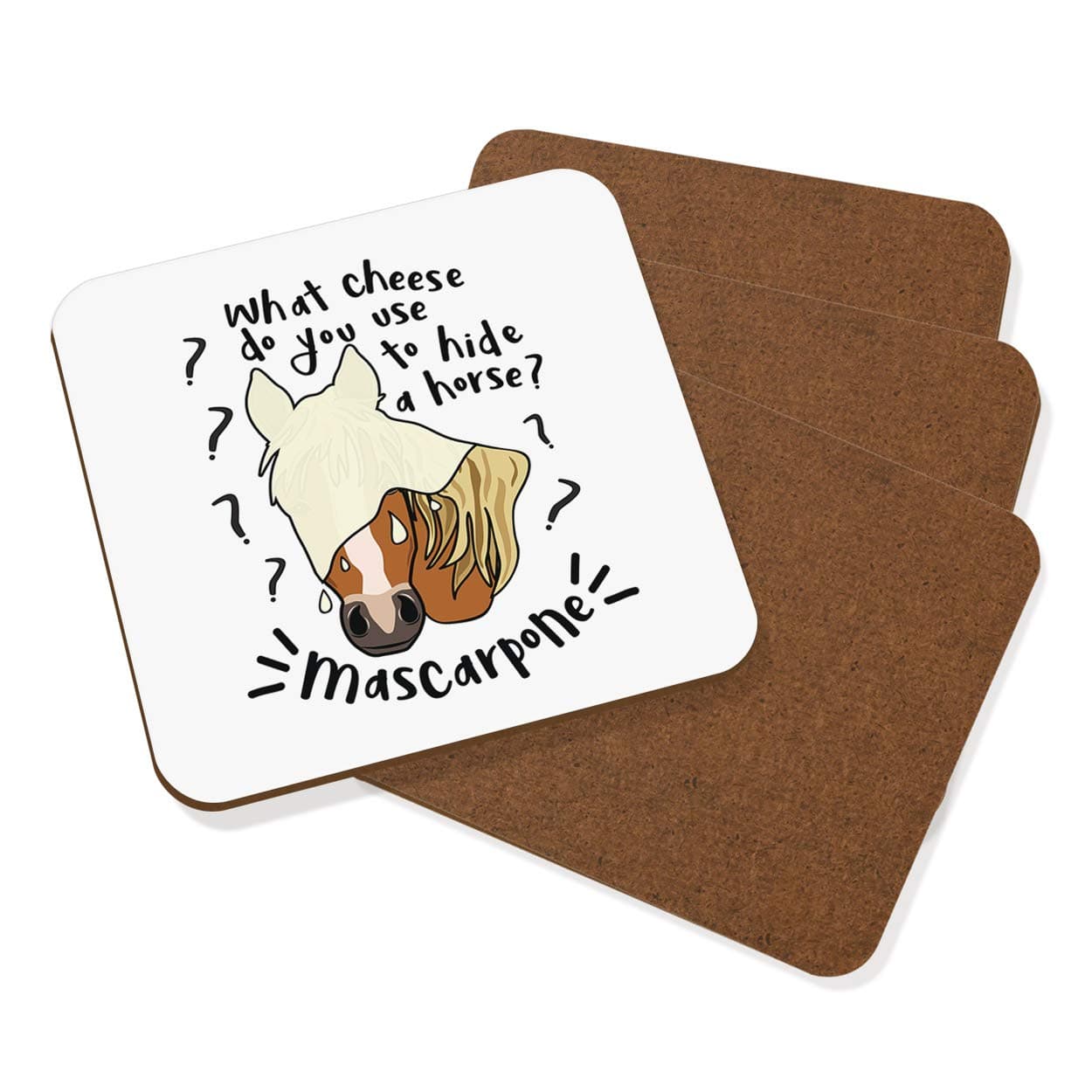 Mascarpone Horse Joke Coaster Drinks Mat Set of 4