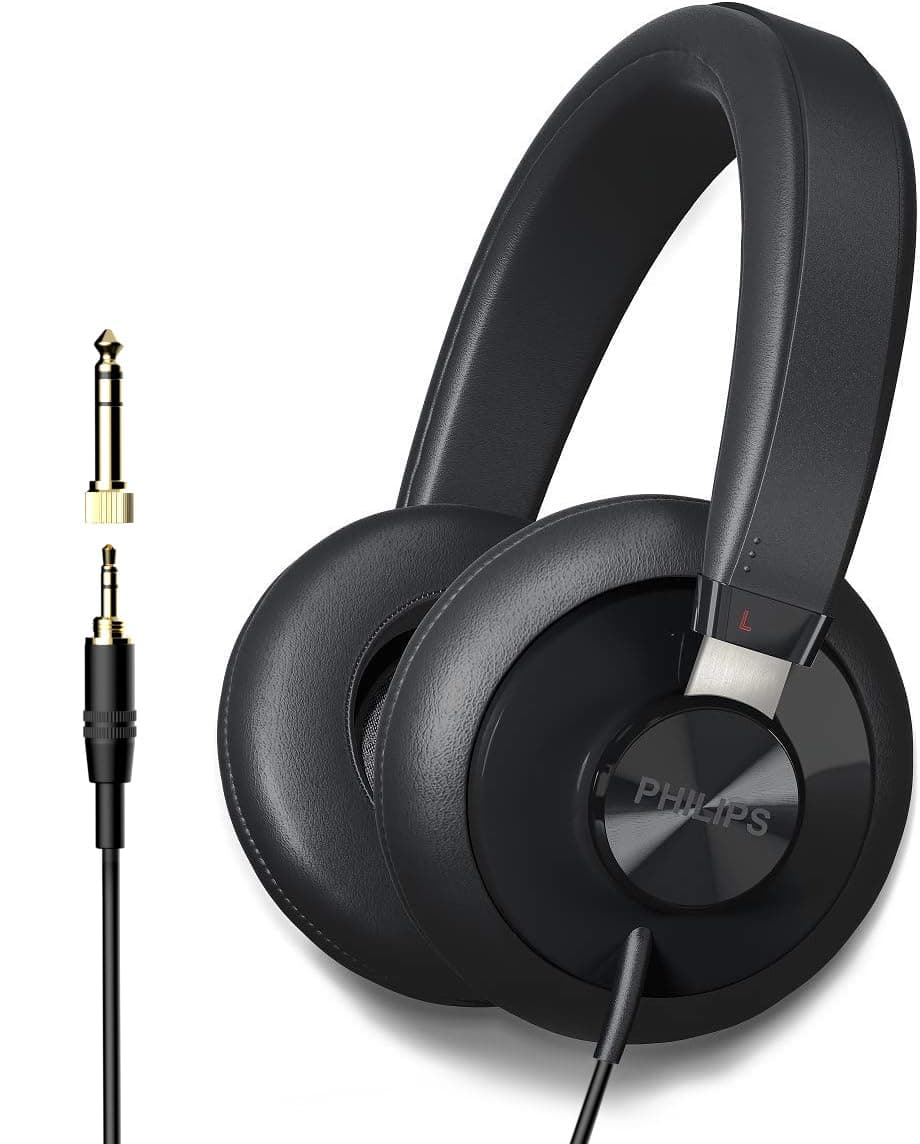 Philips SHP6000 Wired Headphones Studio Monitor & Mixing DJ Stereo Headsets Wired Over The Ear Headphones Noise Isolation with High Resolution Audio, Deep Bass and Superior Comfort