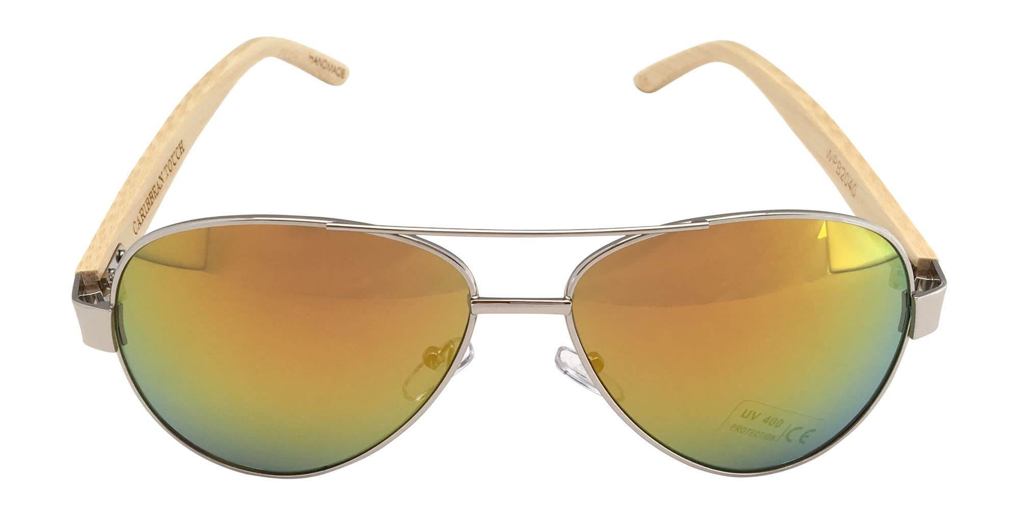 Classic Aviator Sunglasses with Bamboo Temples