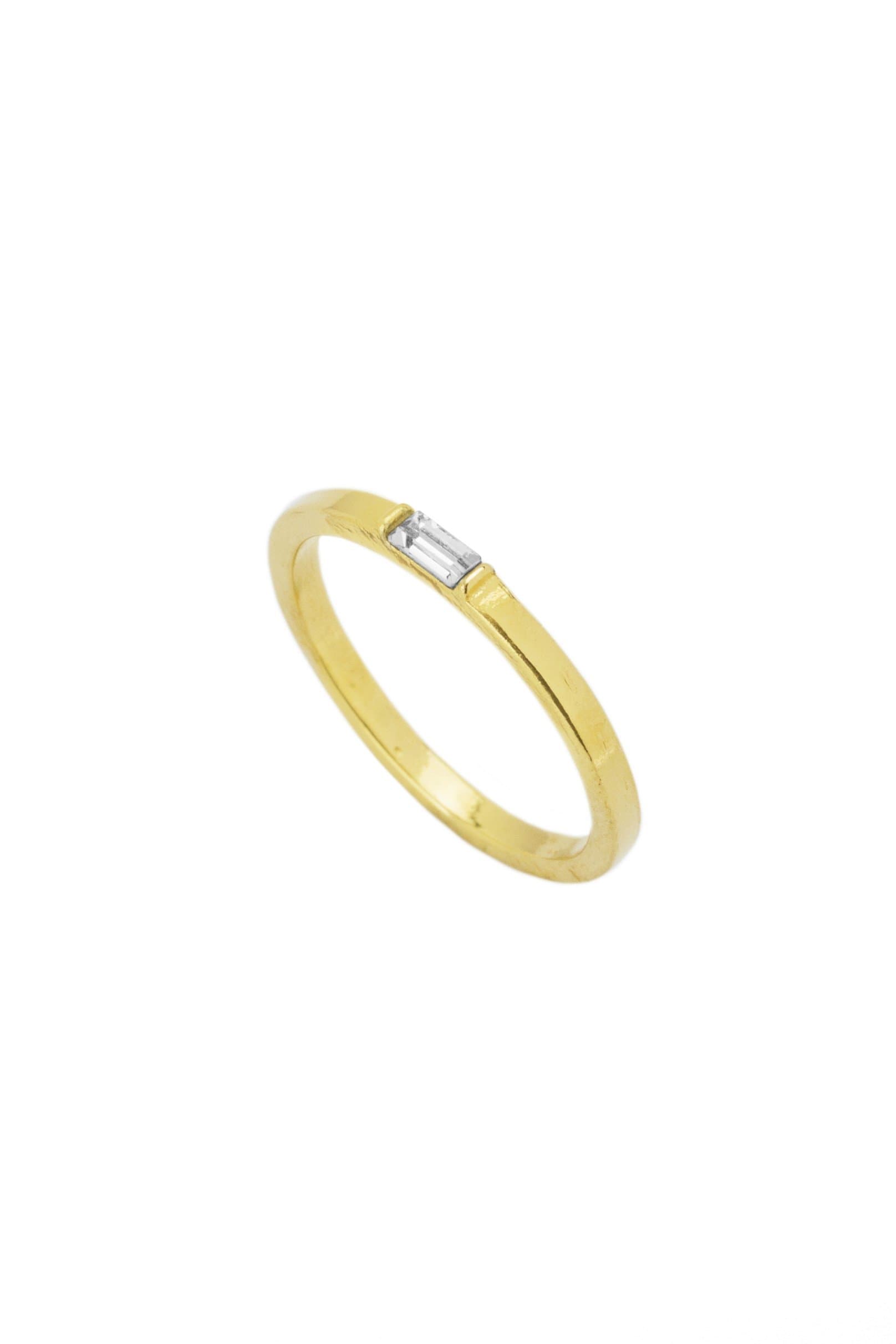 Baguette Ring with White Swarovski Crystal