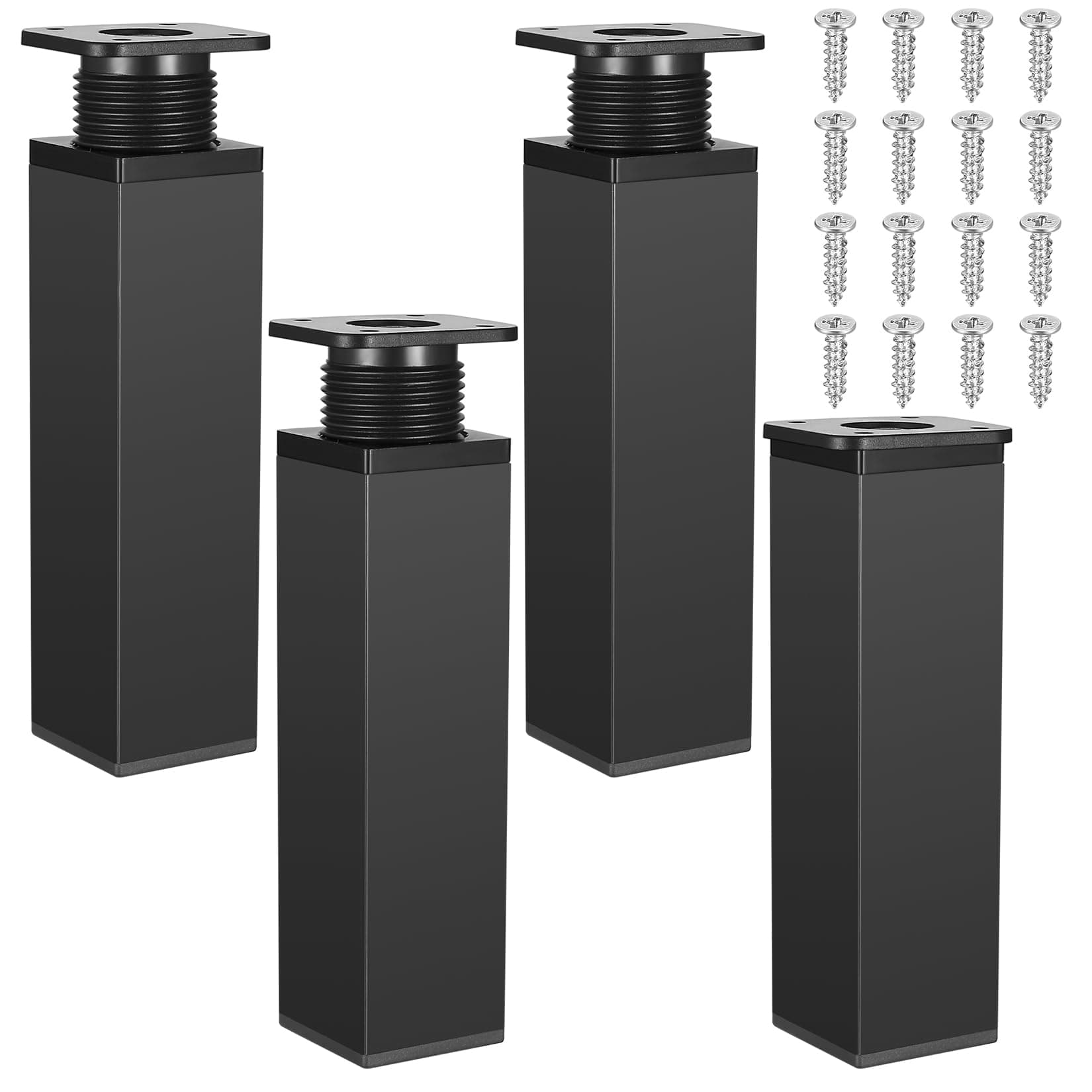 4 Pcs Aluminum Alloy Adjustable Cabinet Legs, Height 0-20mm, Black for Desk/Sofa/Furniture/Cupboard/Table/Bed/Cabinets