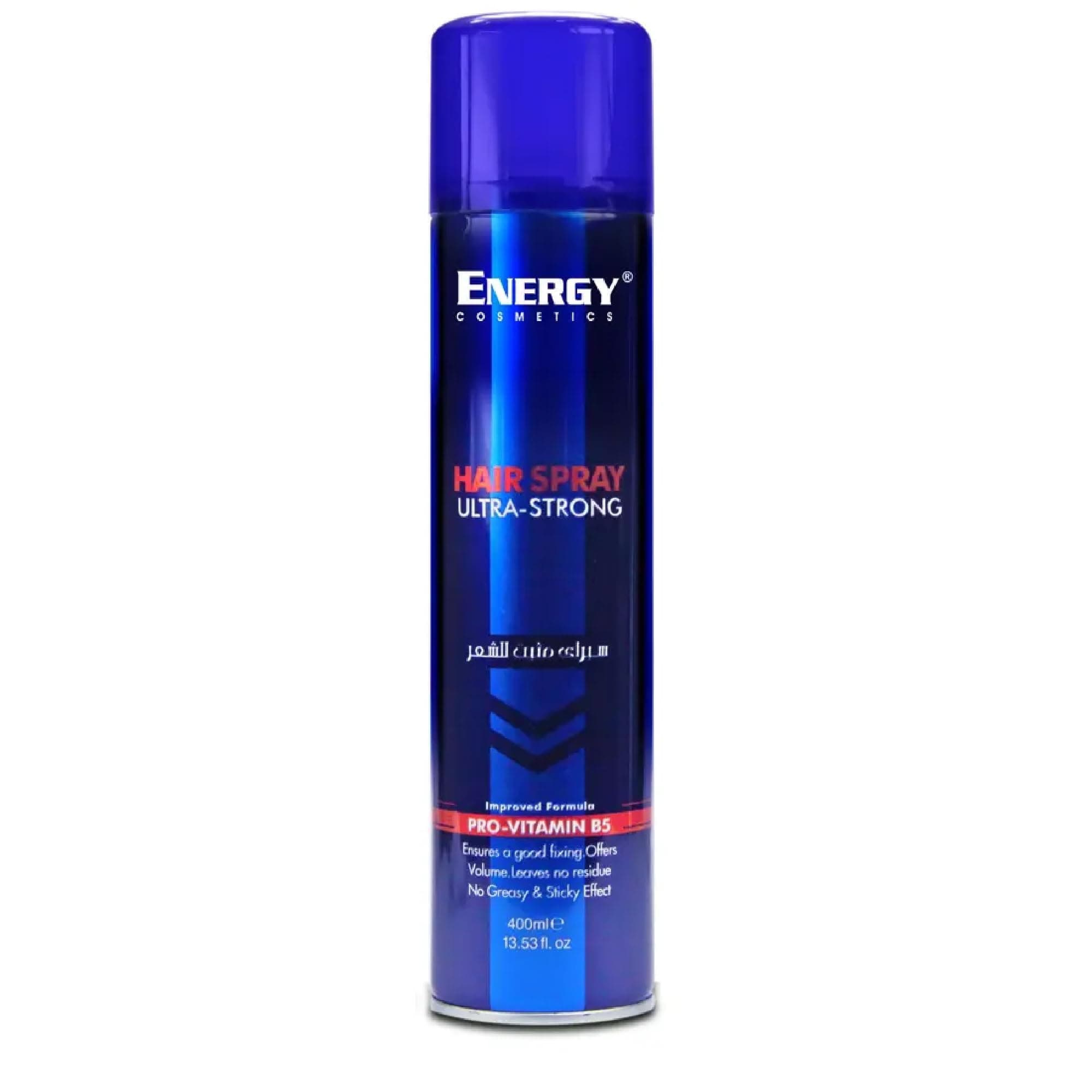 Energy Cosmetics Hair Spray Ultra Strong Hold, PRO Vitamin B5, Good Fixing, Volume, No Greasy & Sticky Effect, 400 ml