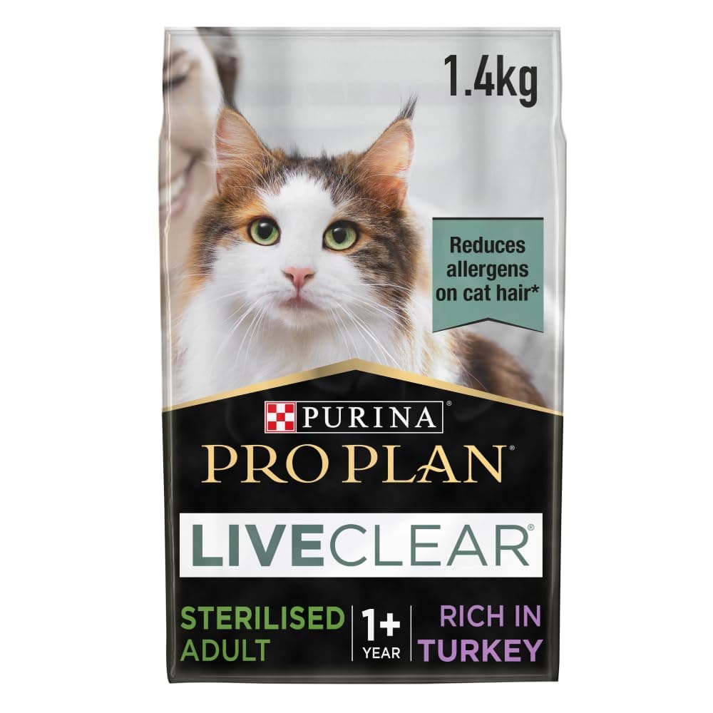 LiveClear Sterilised Adult, Allergen Reducing Dry Cat Food with Turkey 1.4 kg