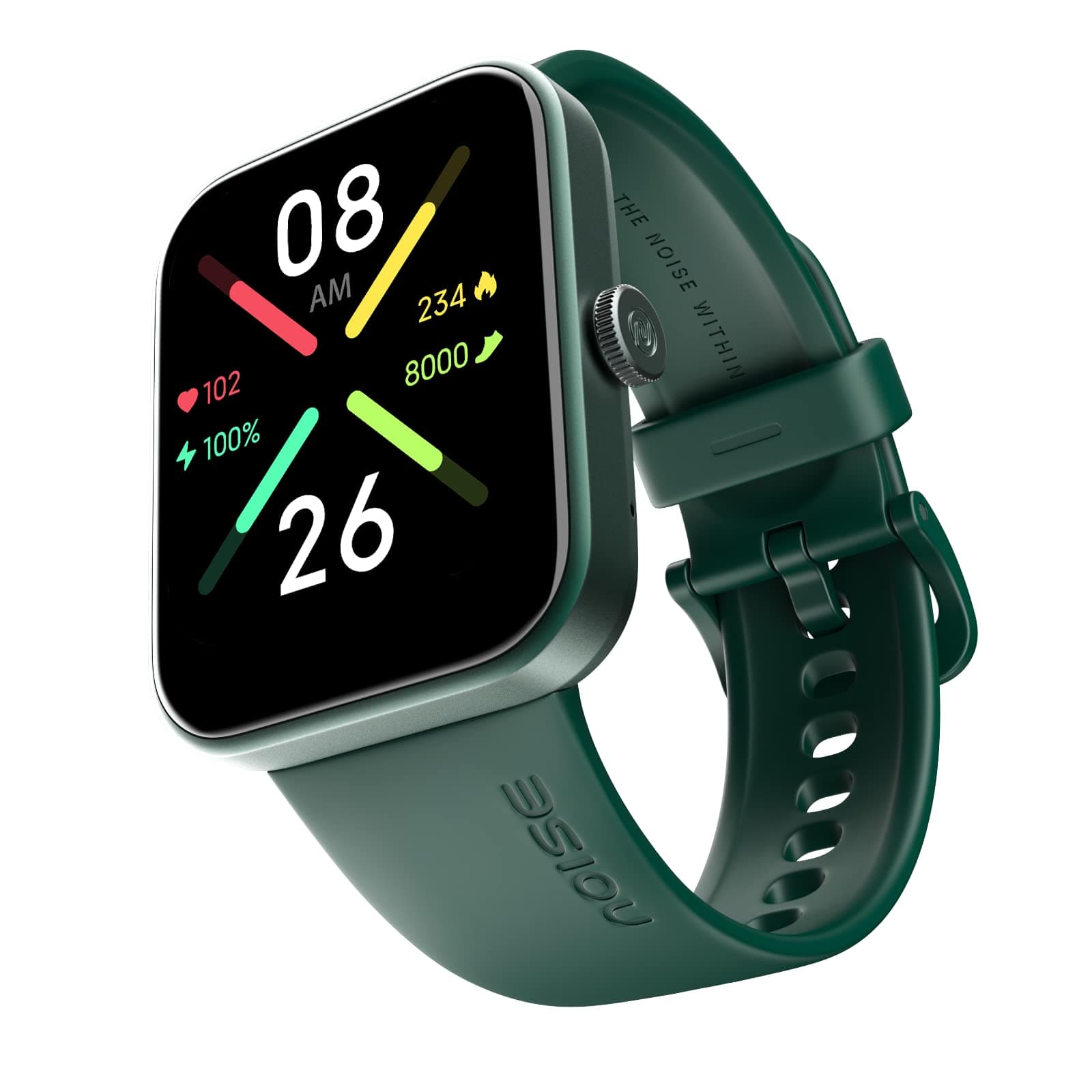 Pulse Go Buzz Smart Watch with Advanced Bluetooth Calling, 1.69" TFT Display, SpO2, 100 Sports Mode with Auto Detection, Upto 7 Days Battery (2 Days with Heavy Calling) - Olive Green