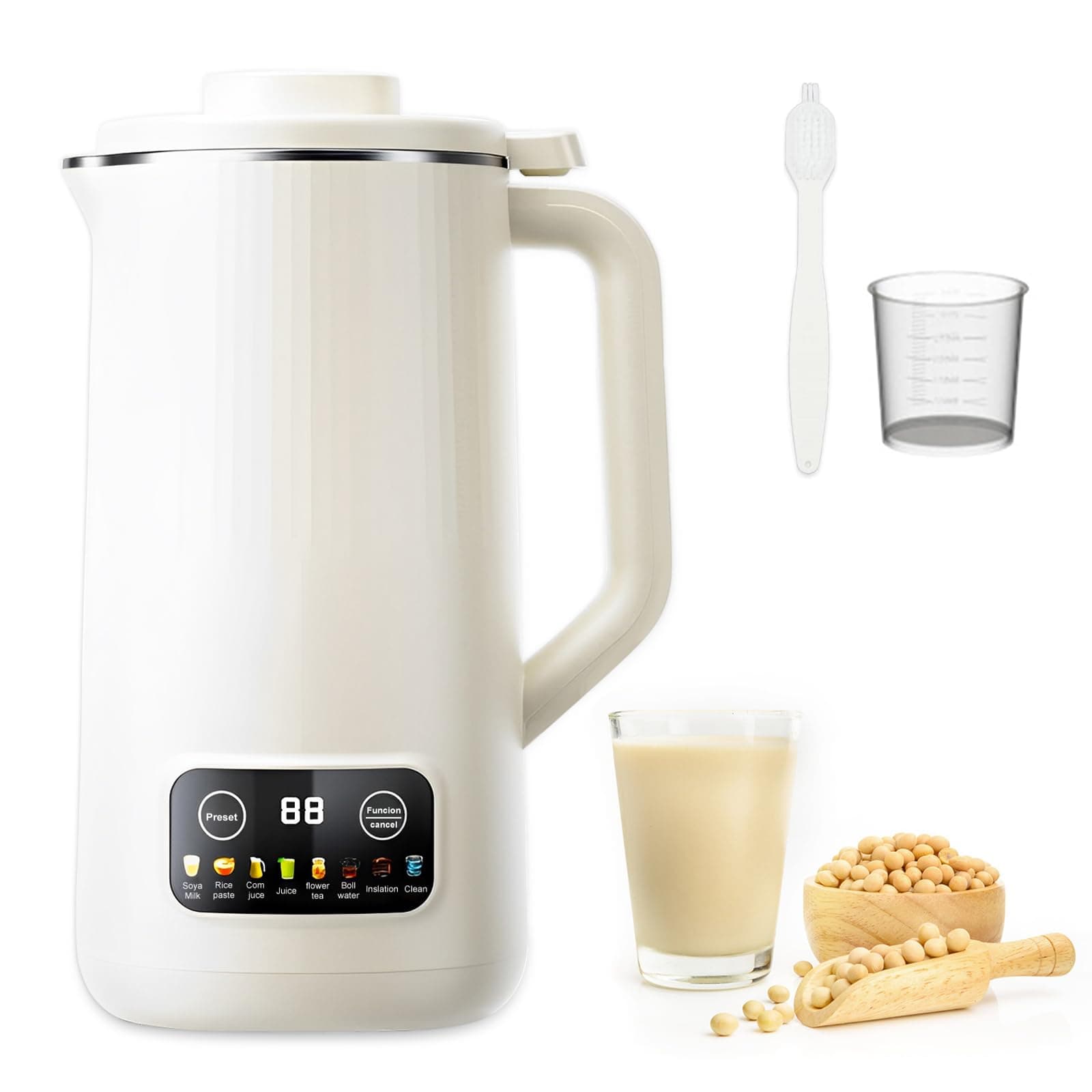 Soy Milk Maker Machine, 20 Oz Automatic Nut Milk Maker with 10 Blades, Juice Soup Maker with Delay Start, Keep Warm, Self-Cleaning for Almonds, Oats, Soybeans, Fruits